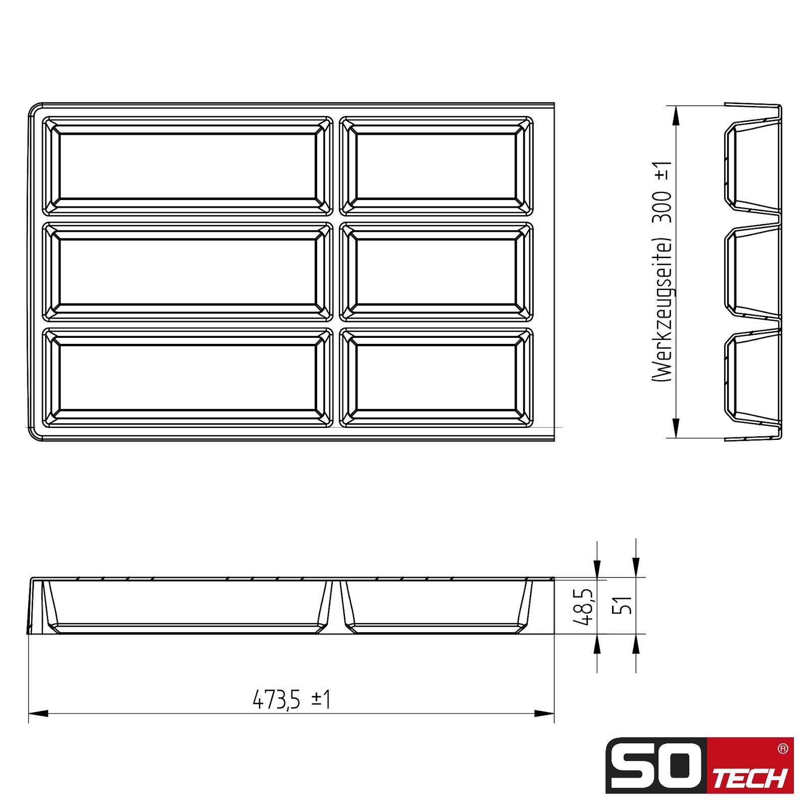 SO-TECH® Schubladeneinsatz SEPARADO Individual (300 x 474 x 51 mm) ab 40cm Schrankbreit (1 St), Besteckeinsatz schiefergrau genarbt für Besteck – Bild 4 von 5