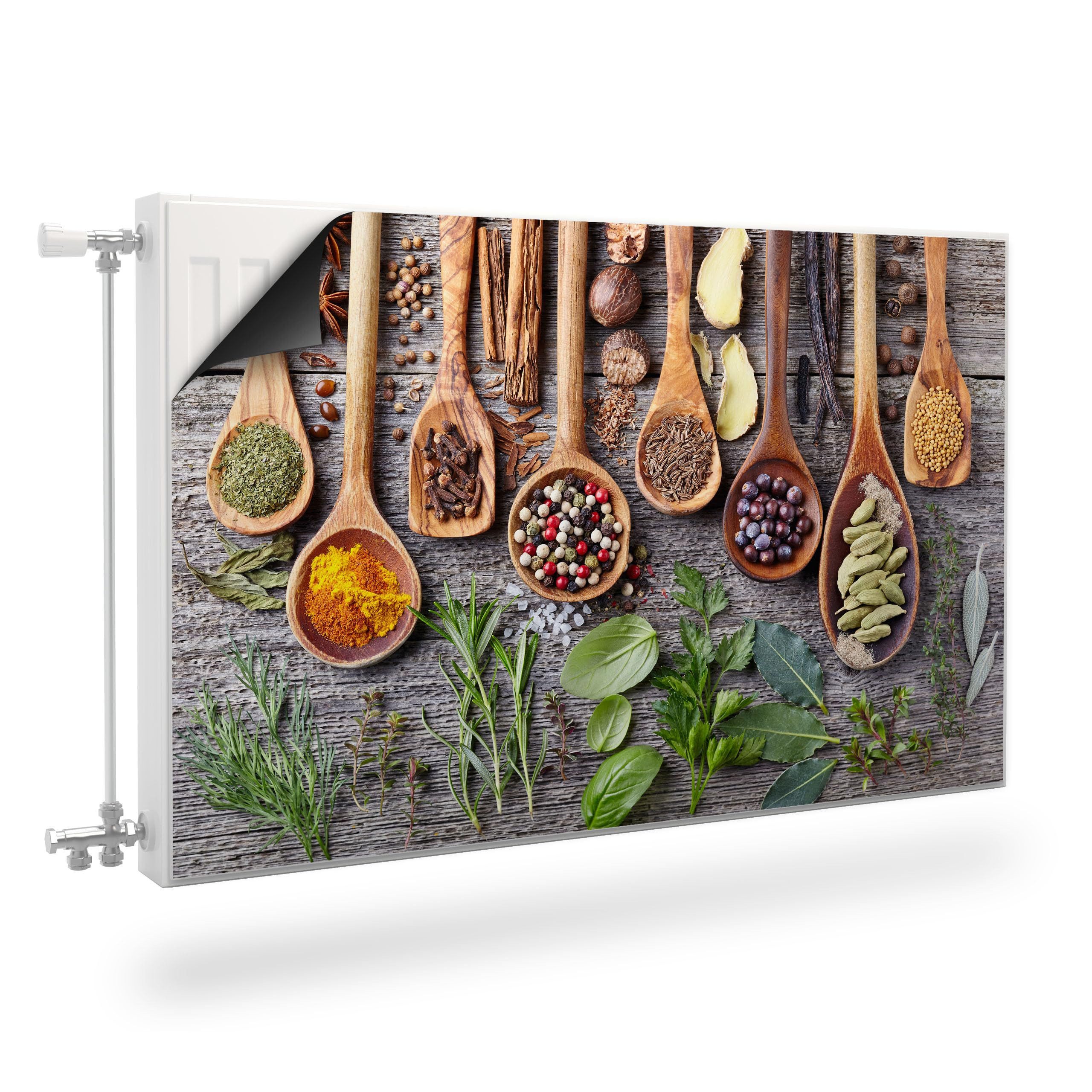 Muralo Magnetfolie Heizkörperverkleidung Gewürze der Welt – Heizkörperabdeckung, 80x60 cm, abriebfest, abwischbar
