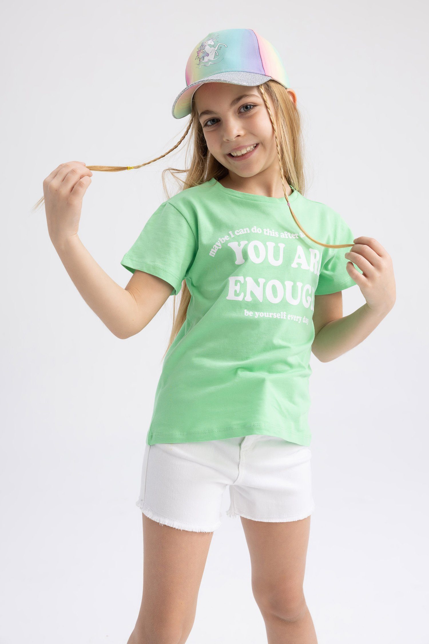 DeFacto Kurzarmshirt Mädchen Kurzarmshirt REGULAR FIT Grün | T-Shirts