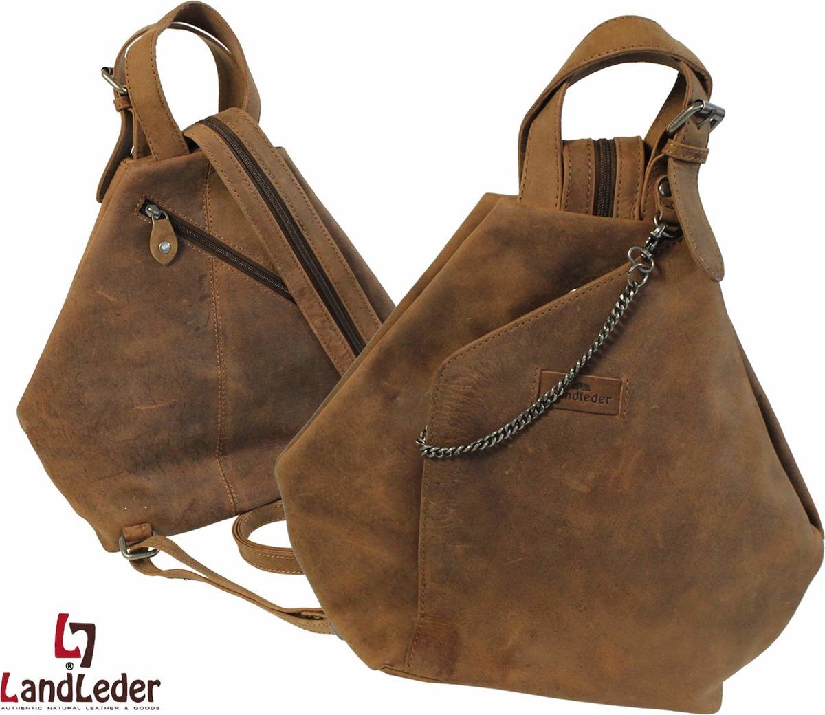Landleder Rucksack City Bag Old School Western Typ Vintage Braun