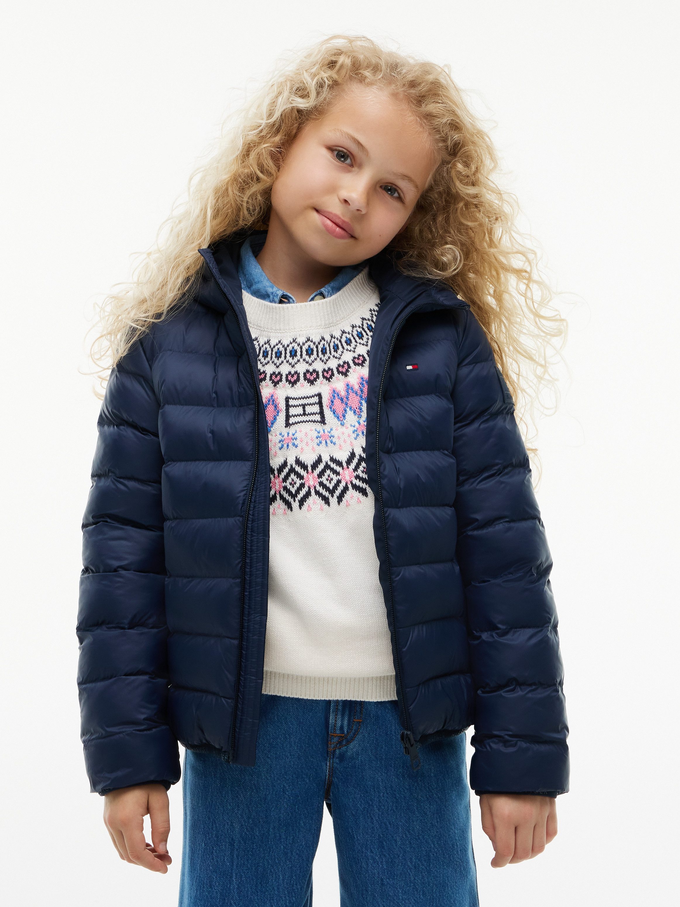 Tommy Hilfiger Steppjacke mit Kapuze, Regular Fit, wattiert, Kinder bis 16 Jahre