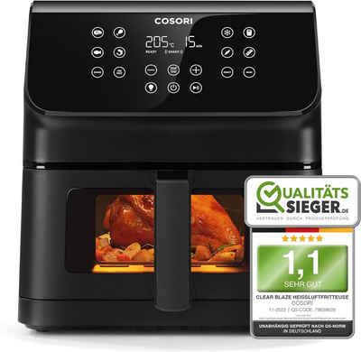 Cosori Heißluftfritteuse mit aktualisierter Rapid Air Technologie, 1700,00 W, 5 Portionen, 12 in 1 30 Rezeptbuch, one Touchcreen