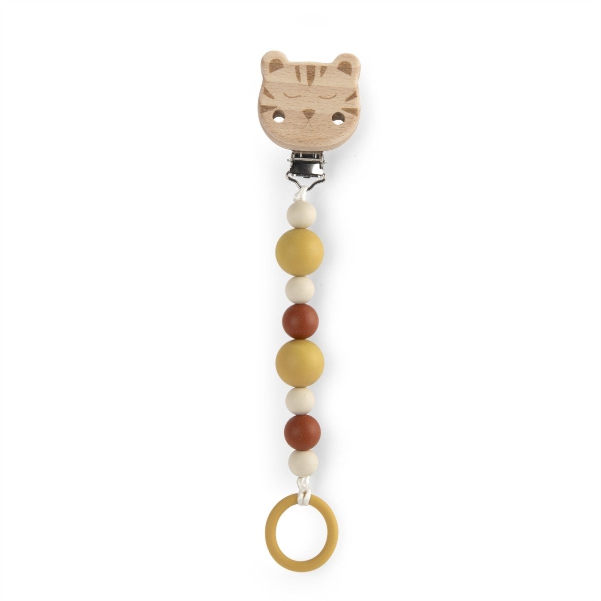 Moulin Roty Schnullerbefestigung Schnullerkette aus Holz & Silikon mit Clip, ab Geburt 20 cm