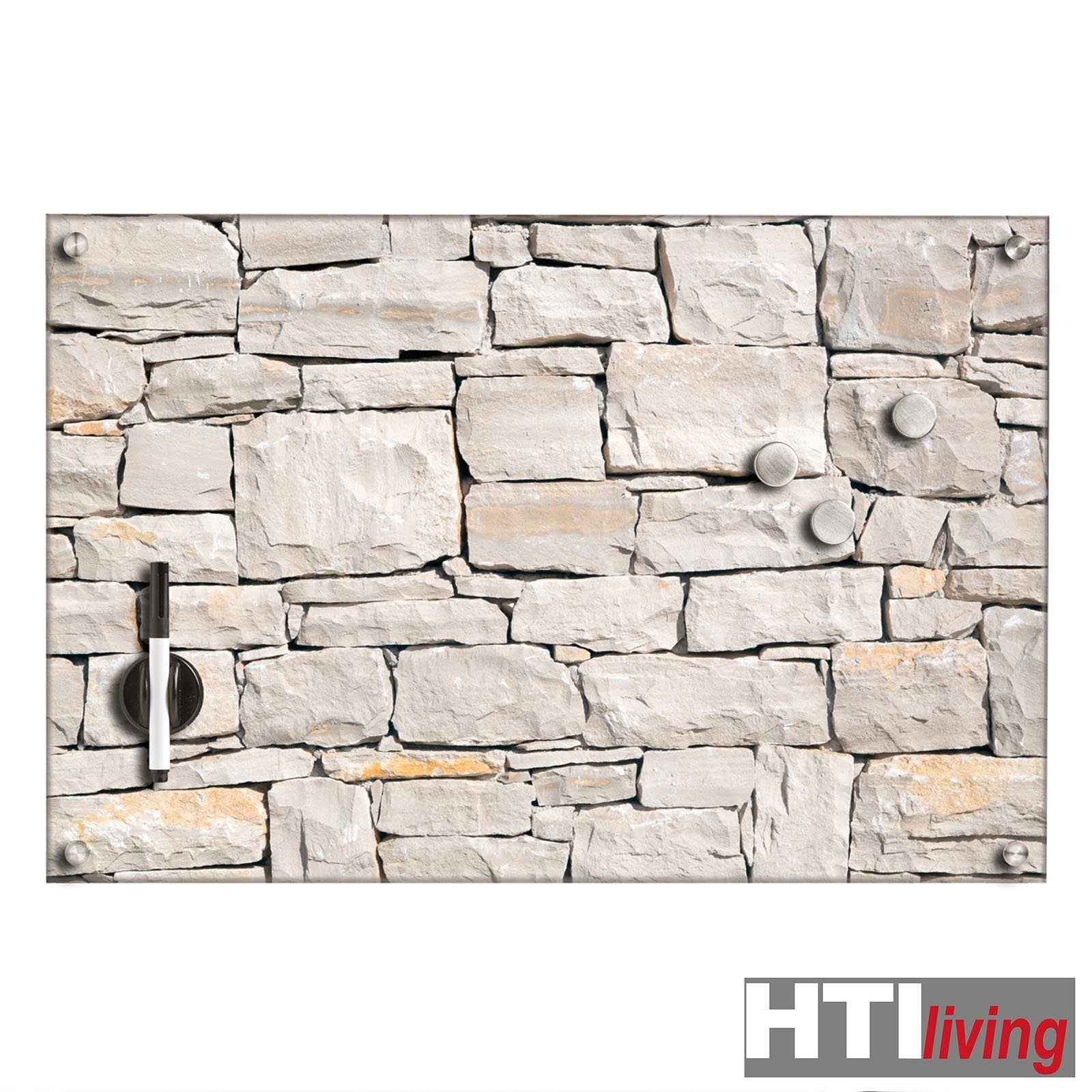 Stone, HTI-Living Memoboard Magnettafel rechteckig Glas Memoboard