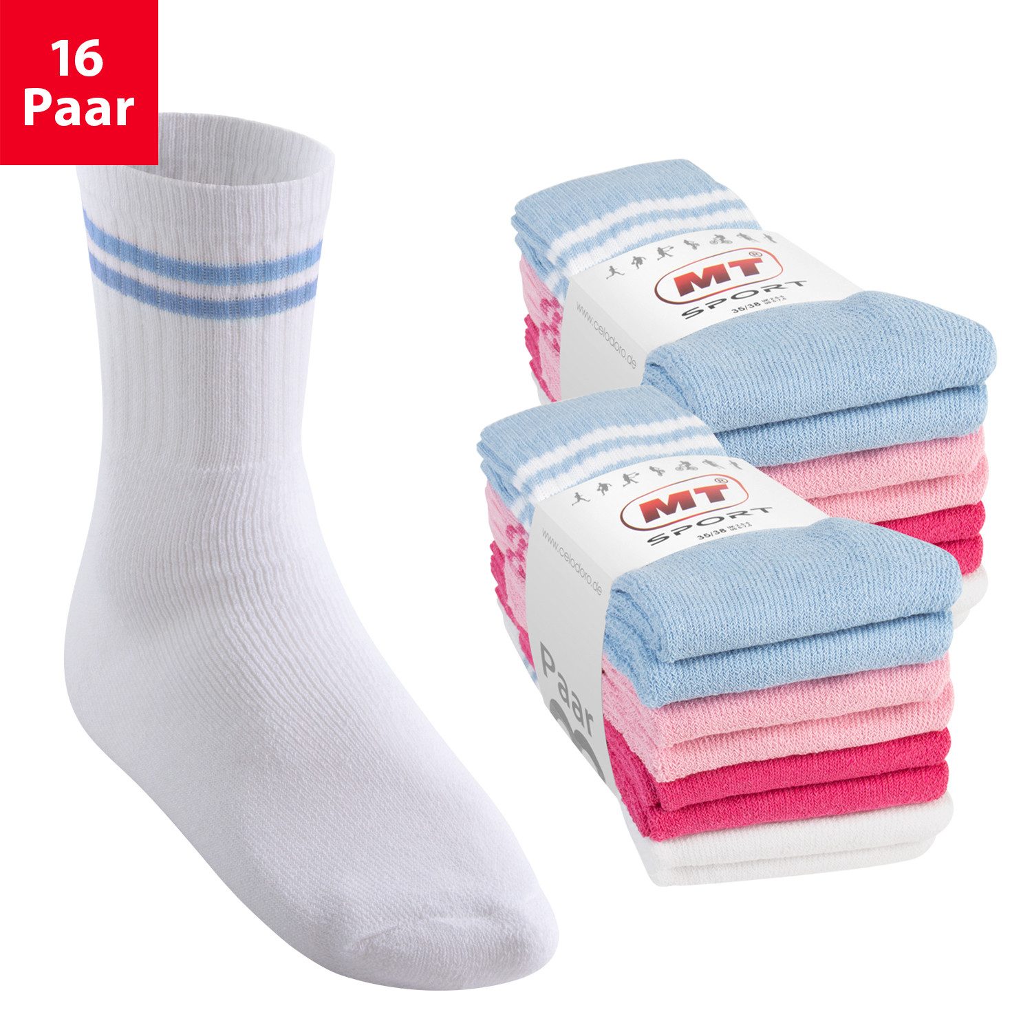 MT Tennissocken 8 Paar, 16 Paar Tennissocken für Damen & Herren (16-Paar)