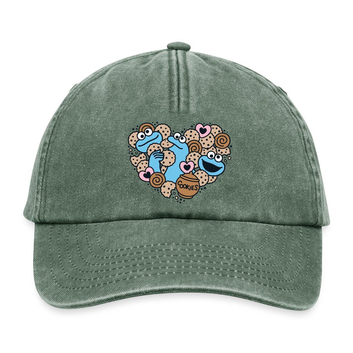 Spreadshirt Baseball Cap Sesamstraße Herz Mit Krümelmonster Vintage Cap (1-St)