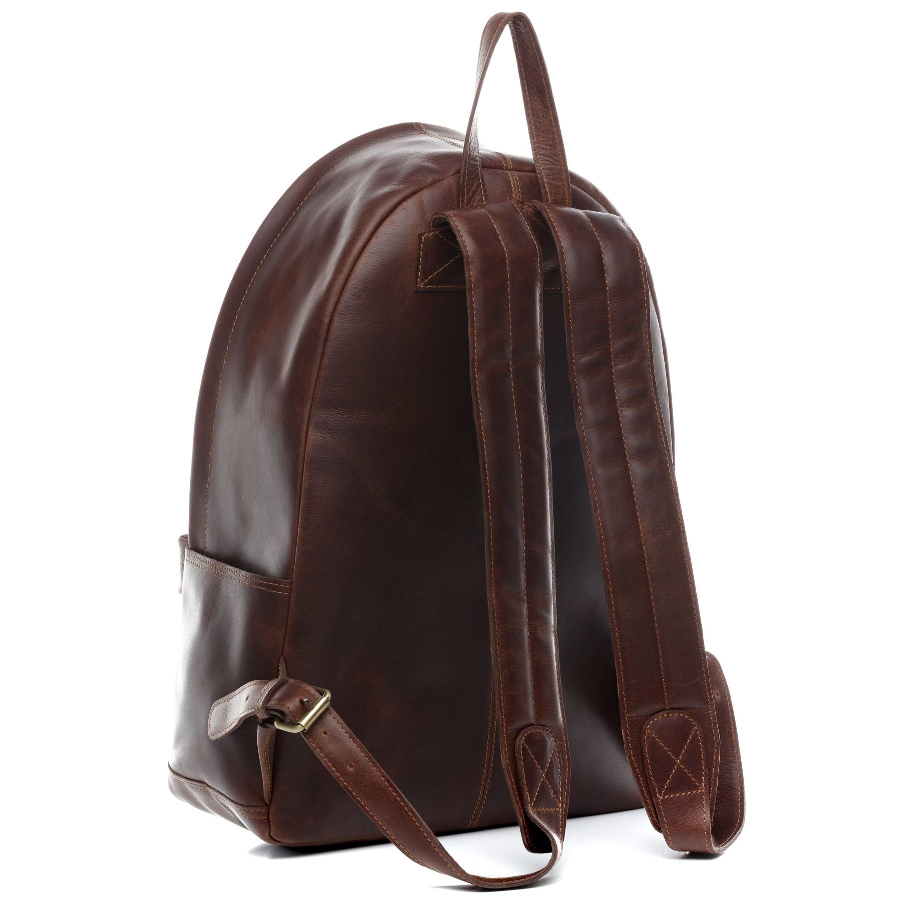SID & VAIN Rucksack echt Leder Rucksack groß Ledertasche braun ARCHIE, Tagesrucksack echt Leder Unisex, Rucksack, Backpack braun-cognac