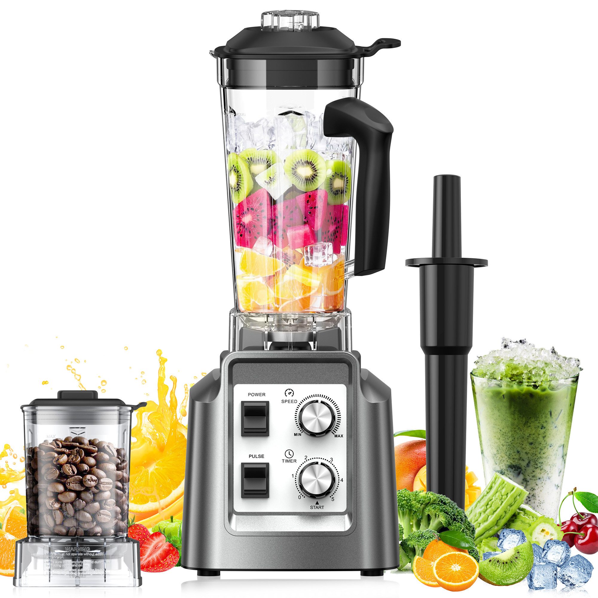 Teendow Настольные миксеры Настольные миксеры Smoothie Maker & Grinder 2-in-1, BPA-frei, 1800W, 2L, Mahlbare Kaffeebohnen