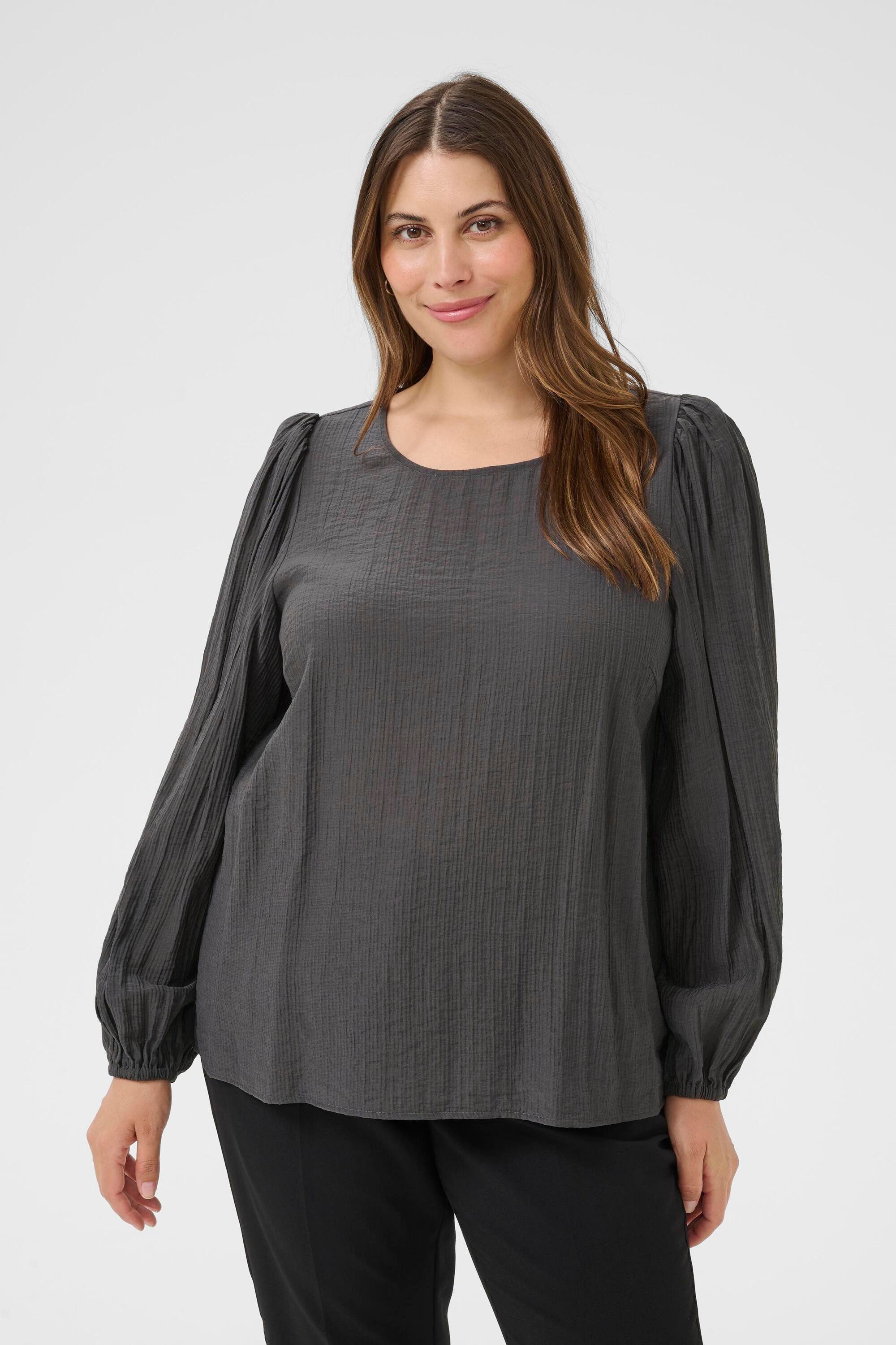 KAFFE Curve Langarmbluse Langarm-Bluse KCviva Große Größen