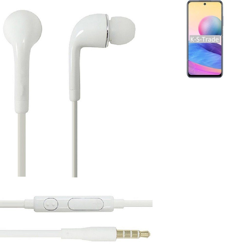 K-S-Trade für Xiaomi Redmi Note 10 5G In-Ear-Kopfhörer (Kopfhörer Headset mit Mikrofon u Lautstärkeregler weiß 3,5mm)