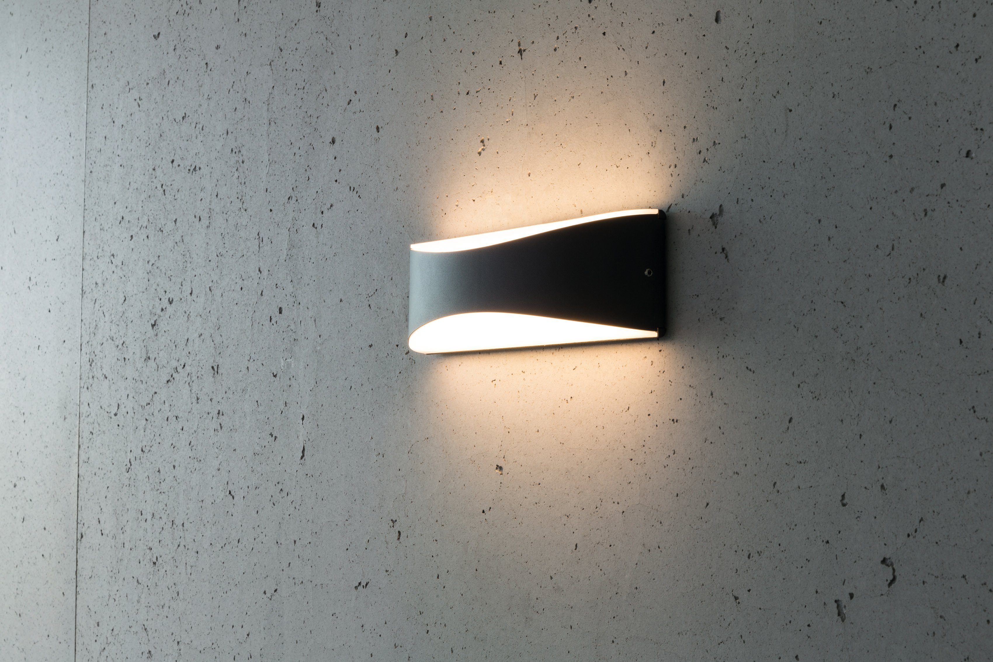 unten LED oben Außenlampe, matte LED fest Lichtaustrittsfläche Milano, Wandlampe, Warmweiß, integriert, Wandleuchte nach und HEITRONIC