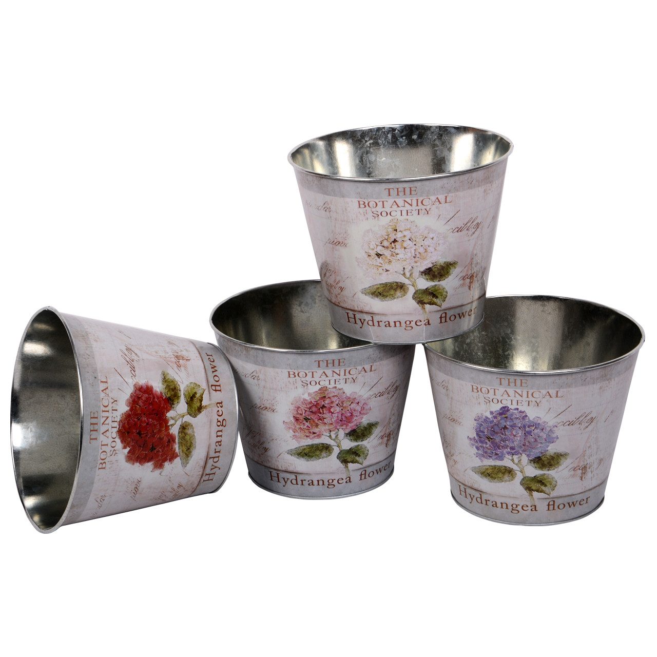 UNUS GARDEN Blumentopf Topf Zink rund Hortensie 4er Set