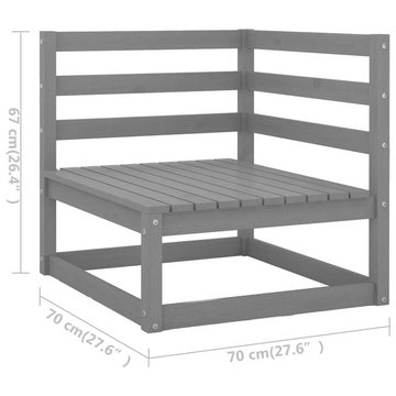 vidaXL Loungesofa 2-tlg. Garten-Lounge-Set mit Kissen Grau Kiefer Massivholz, 1 Teile