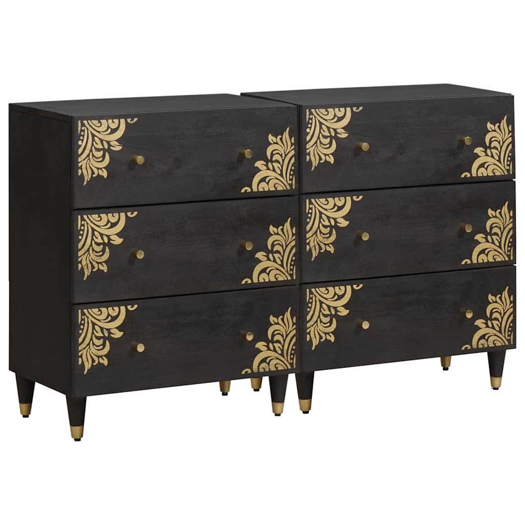 vidaXL Kommode 60 x 33 x 75 cm Kommode Schubladenschrank Sideboard 2er Set Schwarz 60