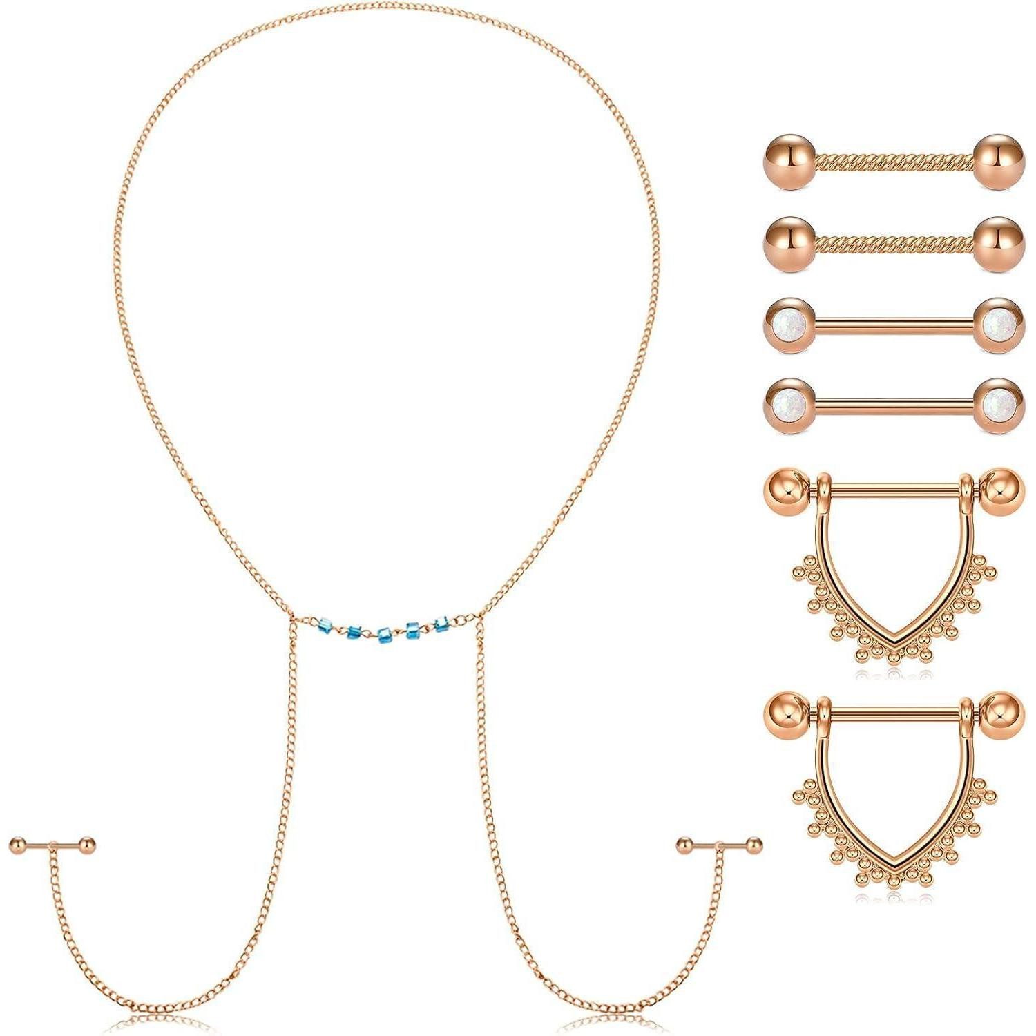 D.Bella Brustwarzenpiercing 14G Nippelringe Chirurgenstahl Brustwarzenpiercing Frauen Schmuck 4