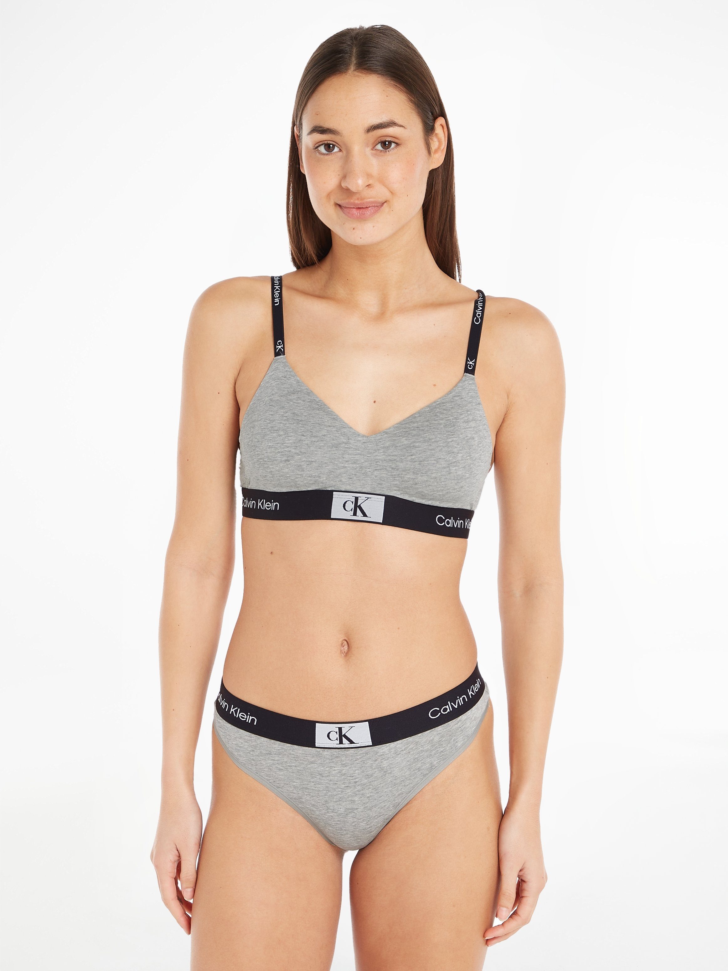 MODERN Underwear Alloverprint GREY-HEATHER T-String Calvin THONG mit Klein