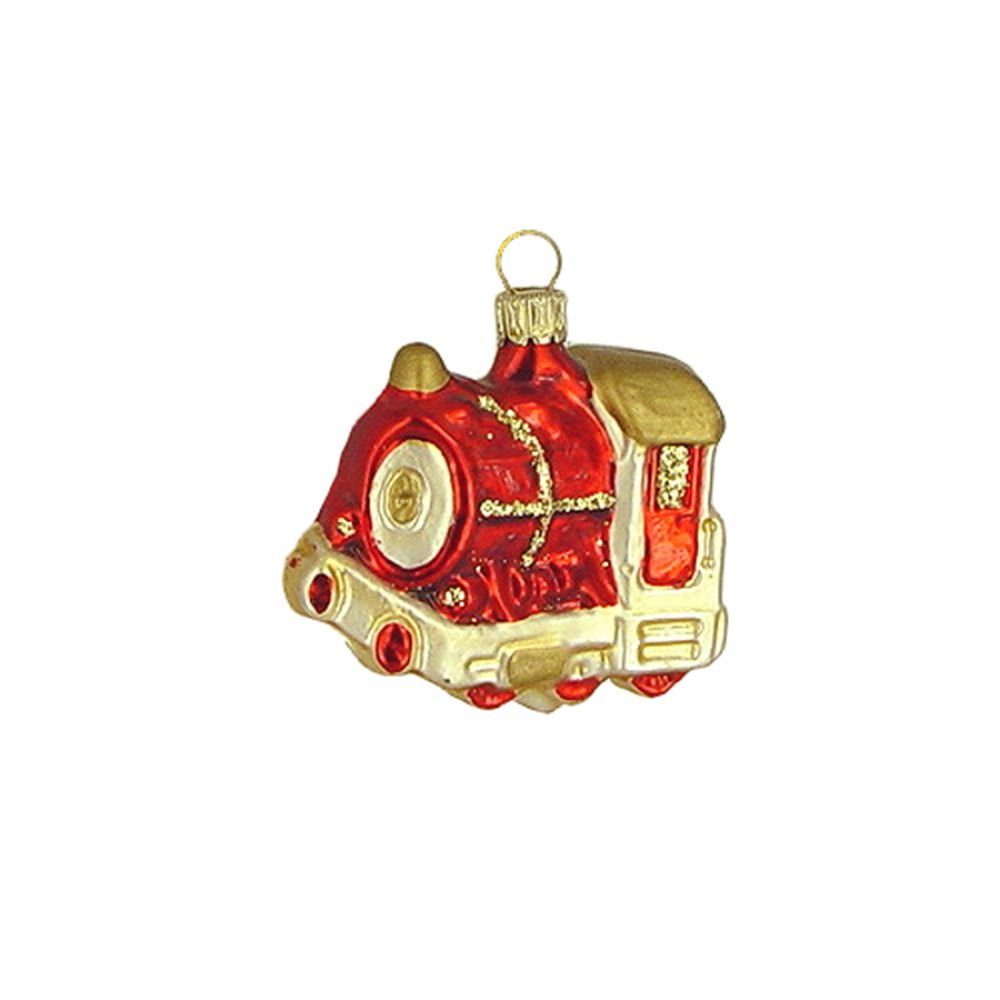 Haberland Glasschmuck Lauscha Christbaumschmuck Lokomotive altgold matt 6 cm Lauschaer Glas