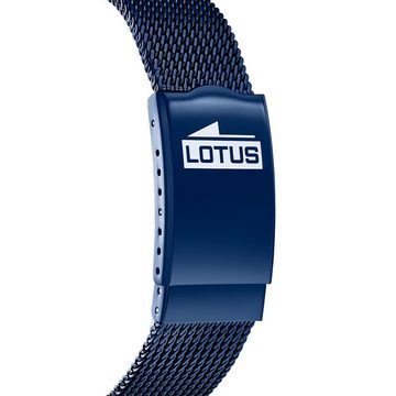 Lotus Quarzuhr LOTUS Herren Uhr Elegant 18632/1, Herren Armbanduhr rund, groß (ca. 43mm), Edelstahlarmband blau