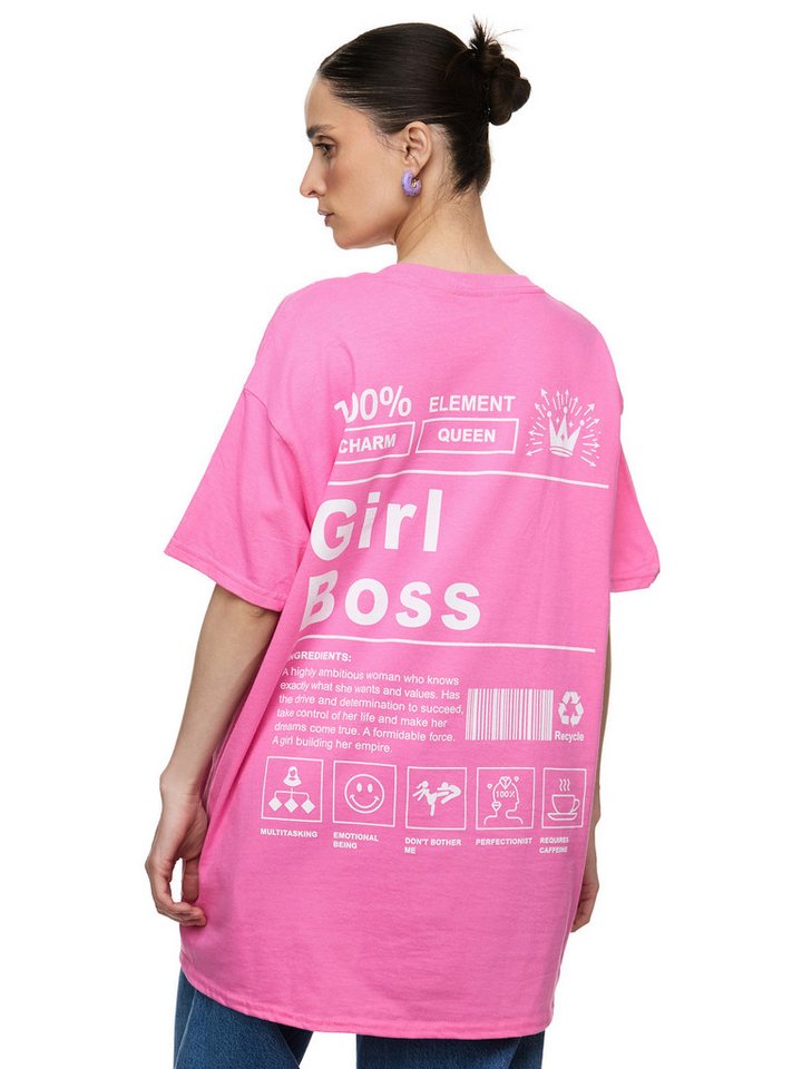 Worldclassca T-Shirt Worldclassca Oversized Print GIRL BOSS T-Shirt lang Sommer Oberteil