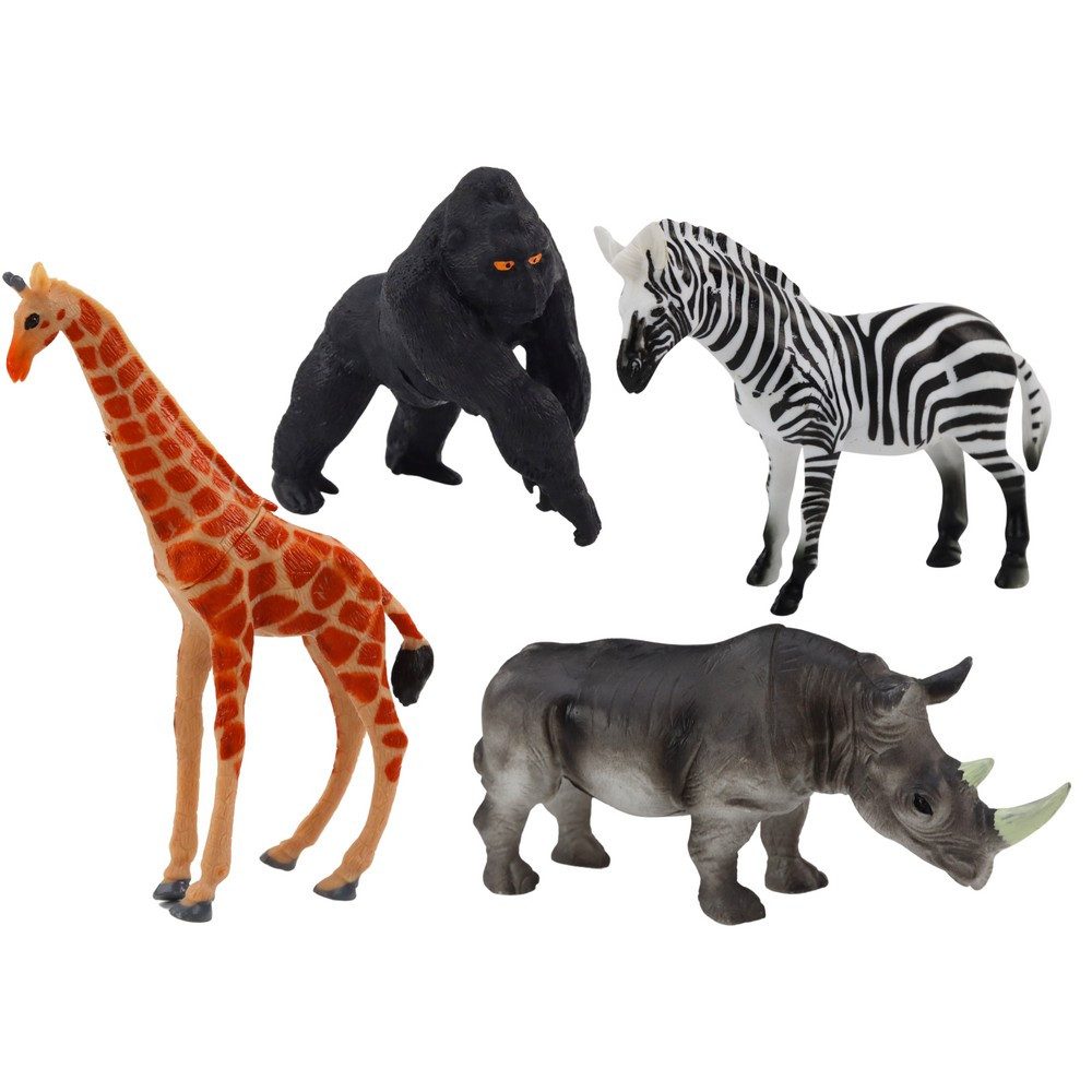 LEAN TOYS Spielfigur Tierfiguren Wildtiere Sammelfiguren, (Spar-Set, 4-tlg), 4 Wildtierfiguren, realistisch, Kunststoff