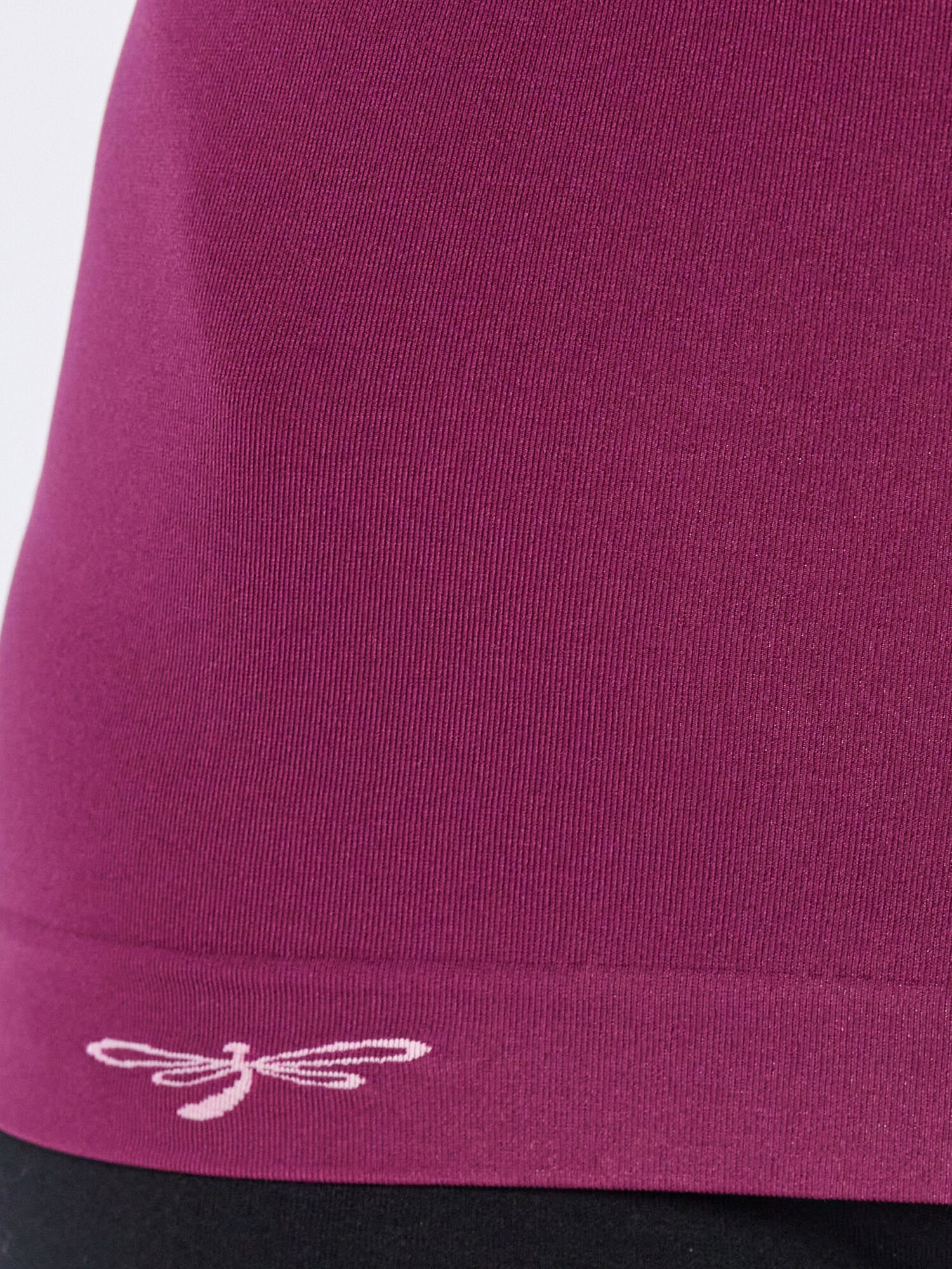 Pure Shape Dekolleté violett am Raffung Langarmshirt mit Shapinghemd modischer elastisch