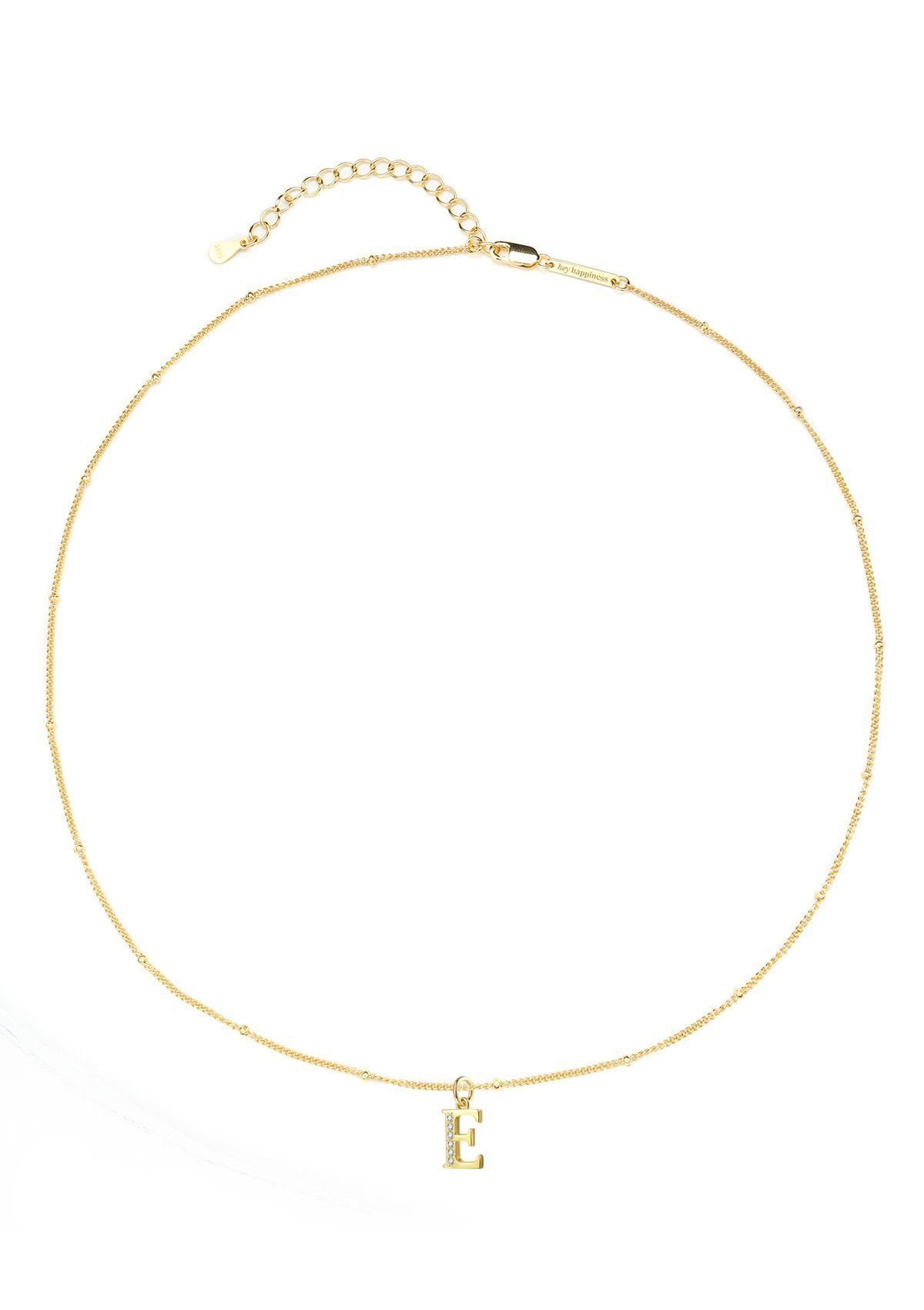 Hey Happiness Silberkette mit Buchstaben Anhänger A–Z, mit Zirkonia, 925 Si günstig online kaufen