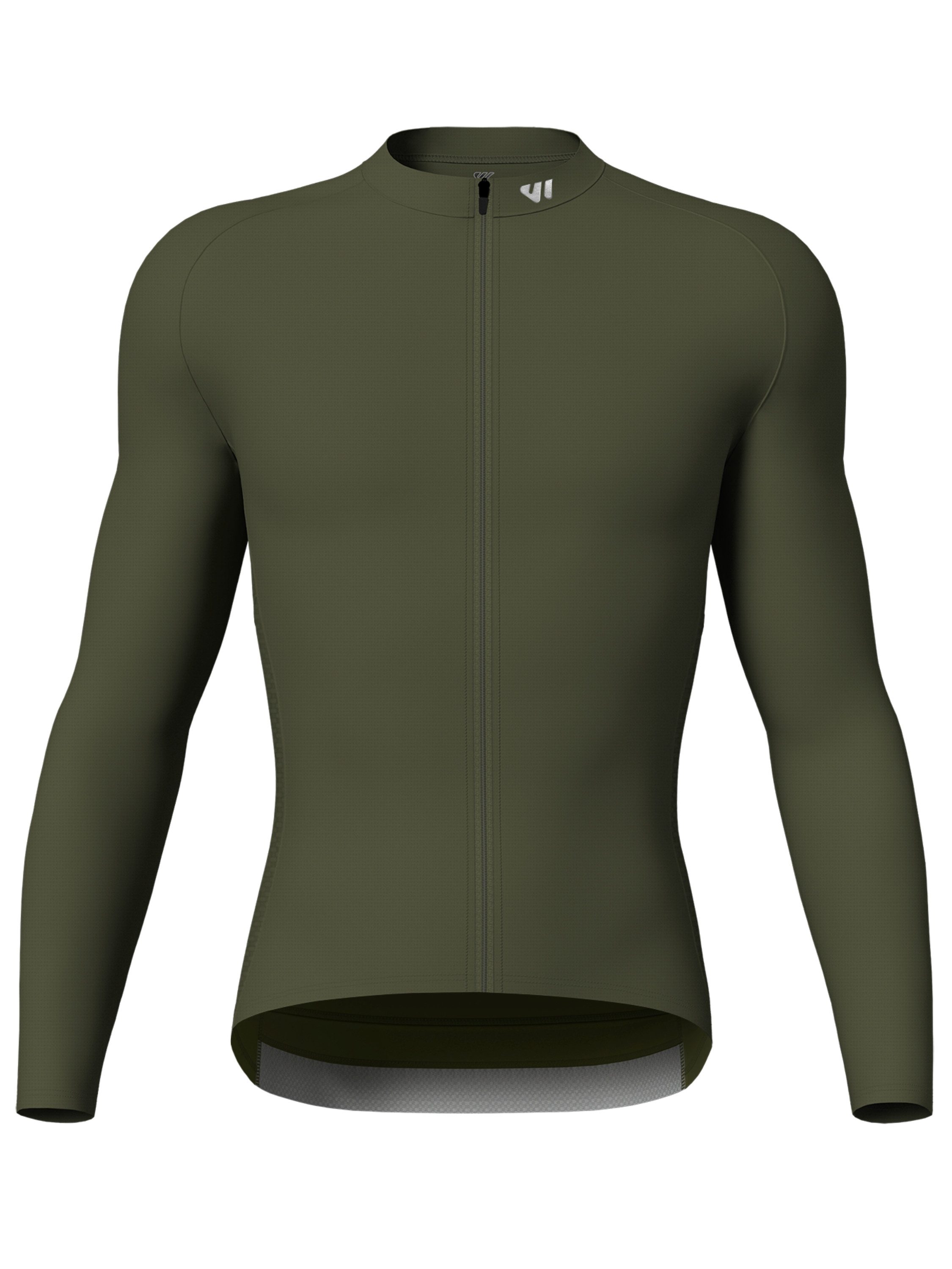 Wulibike Radtrikot Herren Langarm Comfort-Fit, 4 Taschen & Mesh, Olivgrün (1-tlg) atmungsaktiv, feuchtigkeitsableitend und schnelltrocknend