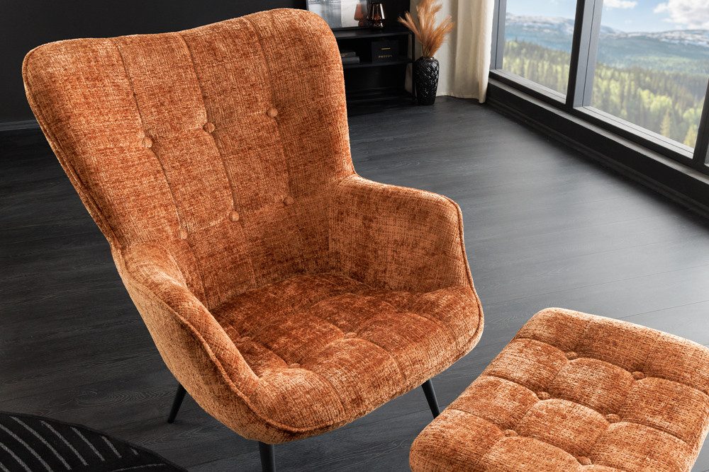 riess-ambiente Sessel SCANDINAVIA rostbraun/schwarz - Chenille, Metall, Arm günstig online kaufen