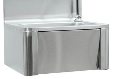 Mahlzeit Waschbecken Edelstahl Handwaschbecken mit Kniebetätigung und Seifenspender