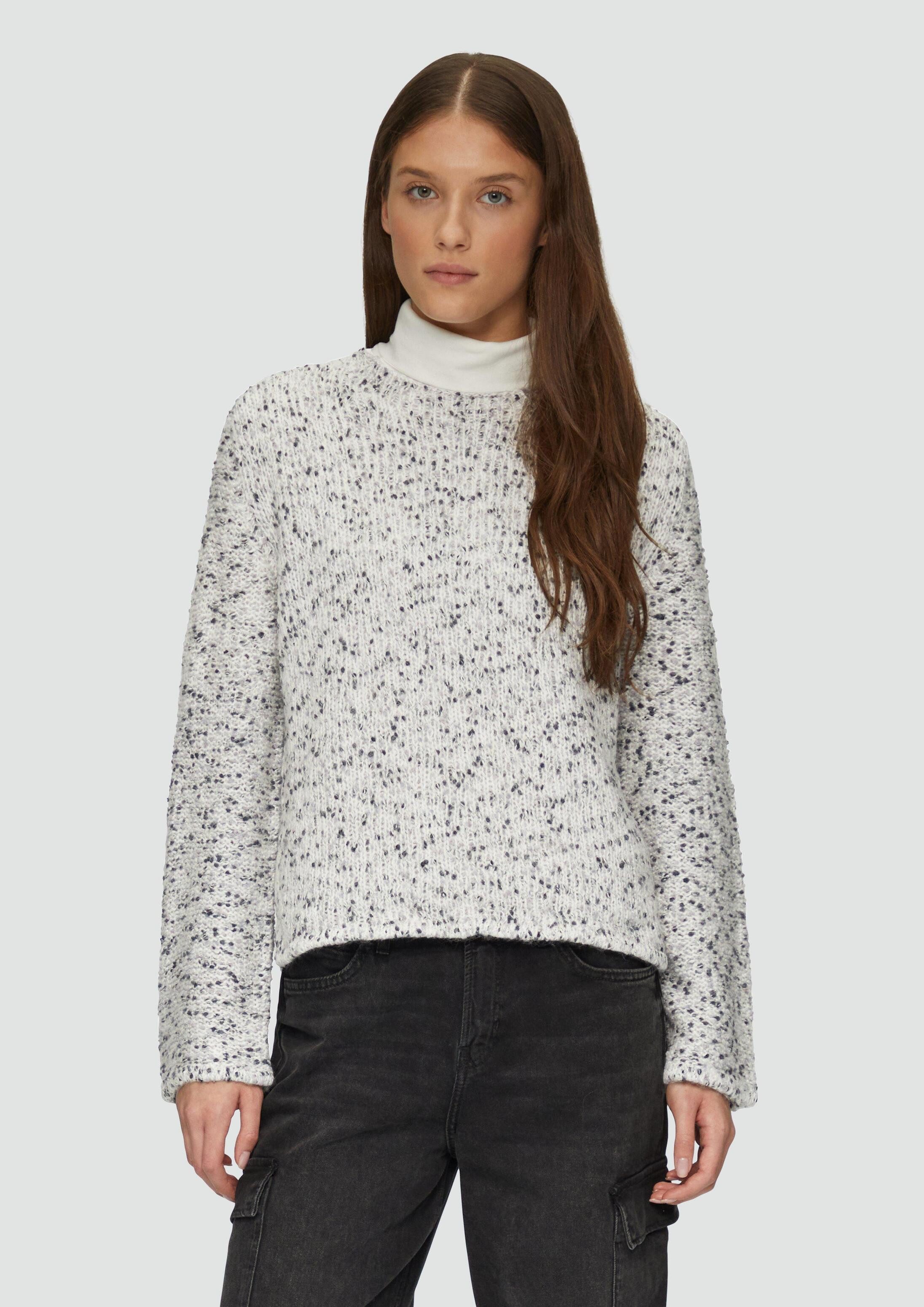 s.Oliver Longpullover Strickpullover Melierter Strickpullover mit weiten Ärmeln
