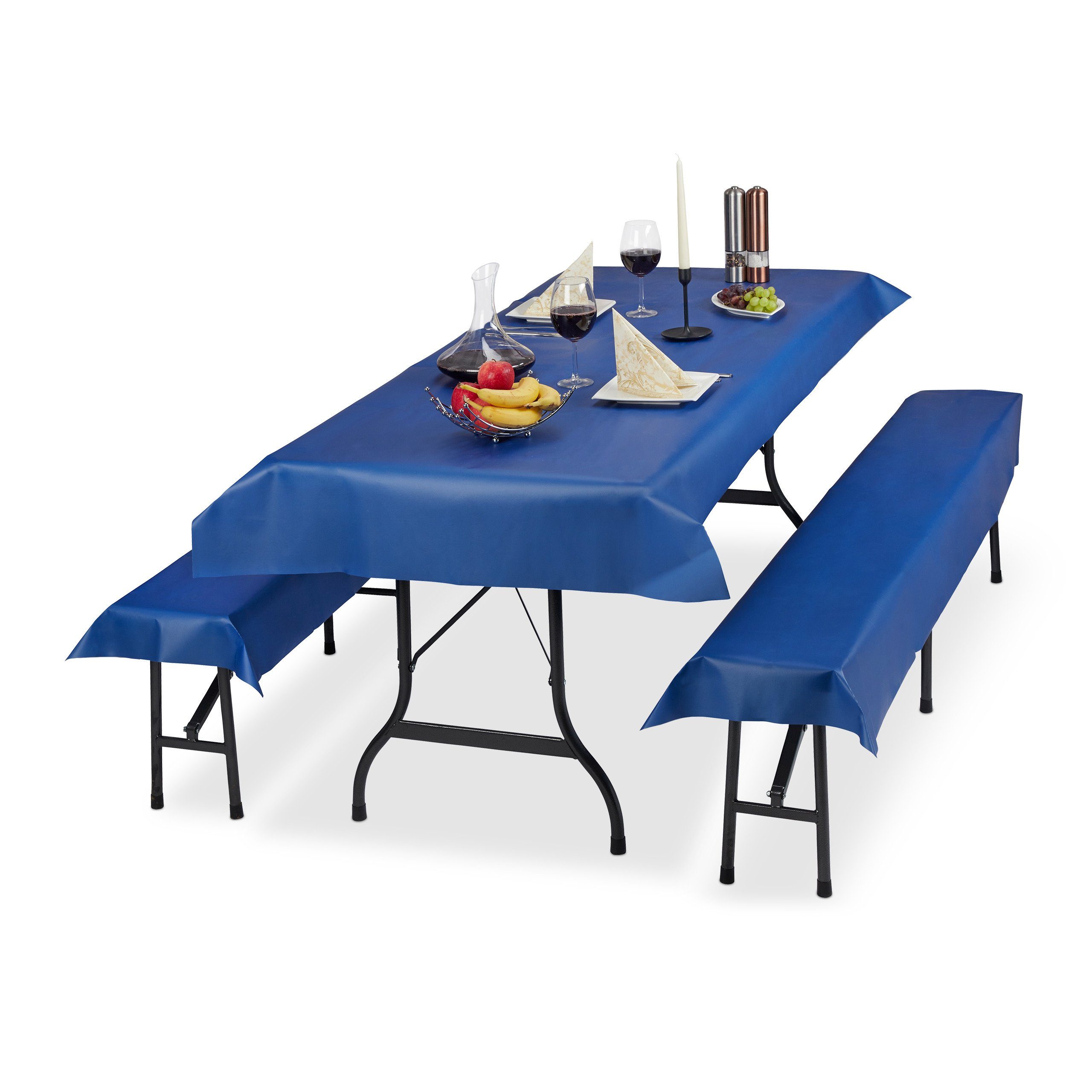 relaxdays Bierzeltgarnitur Auflage 3er Set, Blau günstig online kaufen