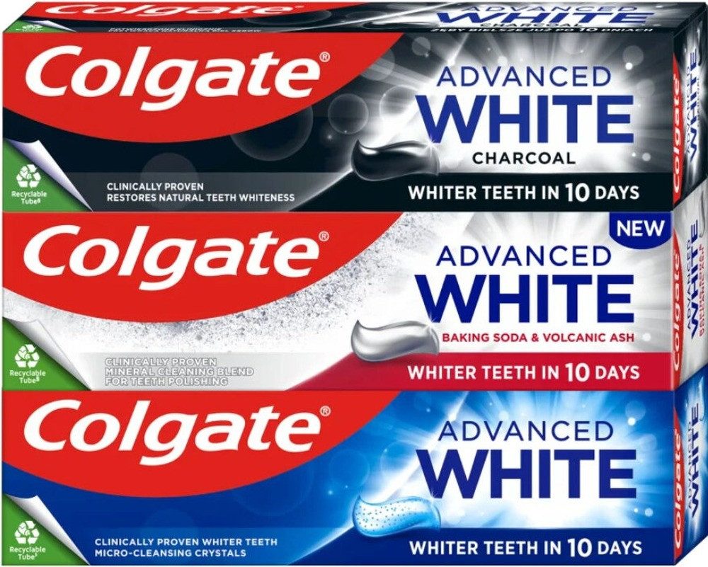 Colgate Zahnpflege-Set Advanced Mix Trio Whitening Zahnpasta-Set