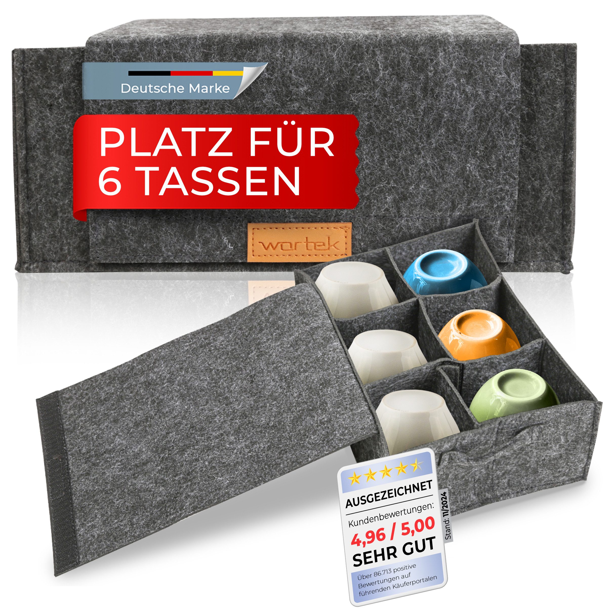 wortek Organizer Tassenhalter Filz, für 6 Tassen, Camping Zubehör (Set, 1 S günstig online kaufen