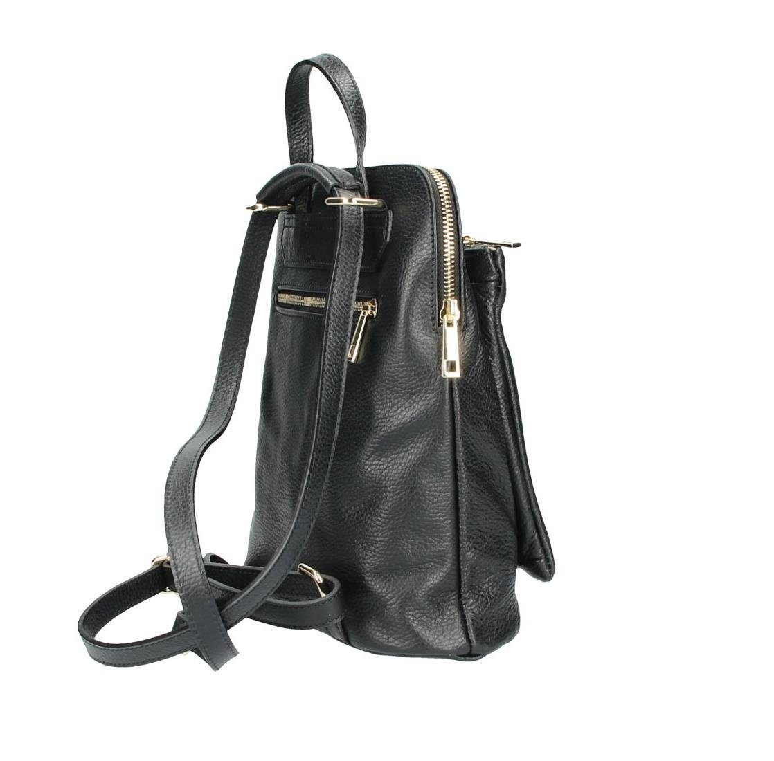 ITALYSHOP24 Rucksack Made in Italy Damen Leder Umhängetasche Backpack Schultertasche Bag, PREMIUM City Daypack Tagesrucksack Handgepäck Shopper Freizeitrucksack