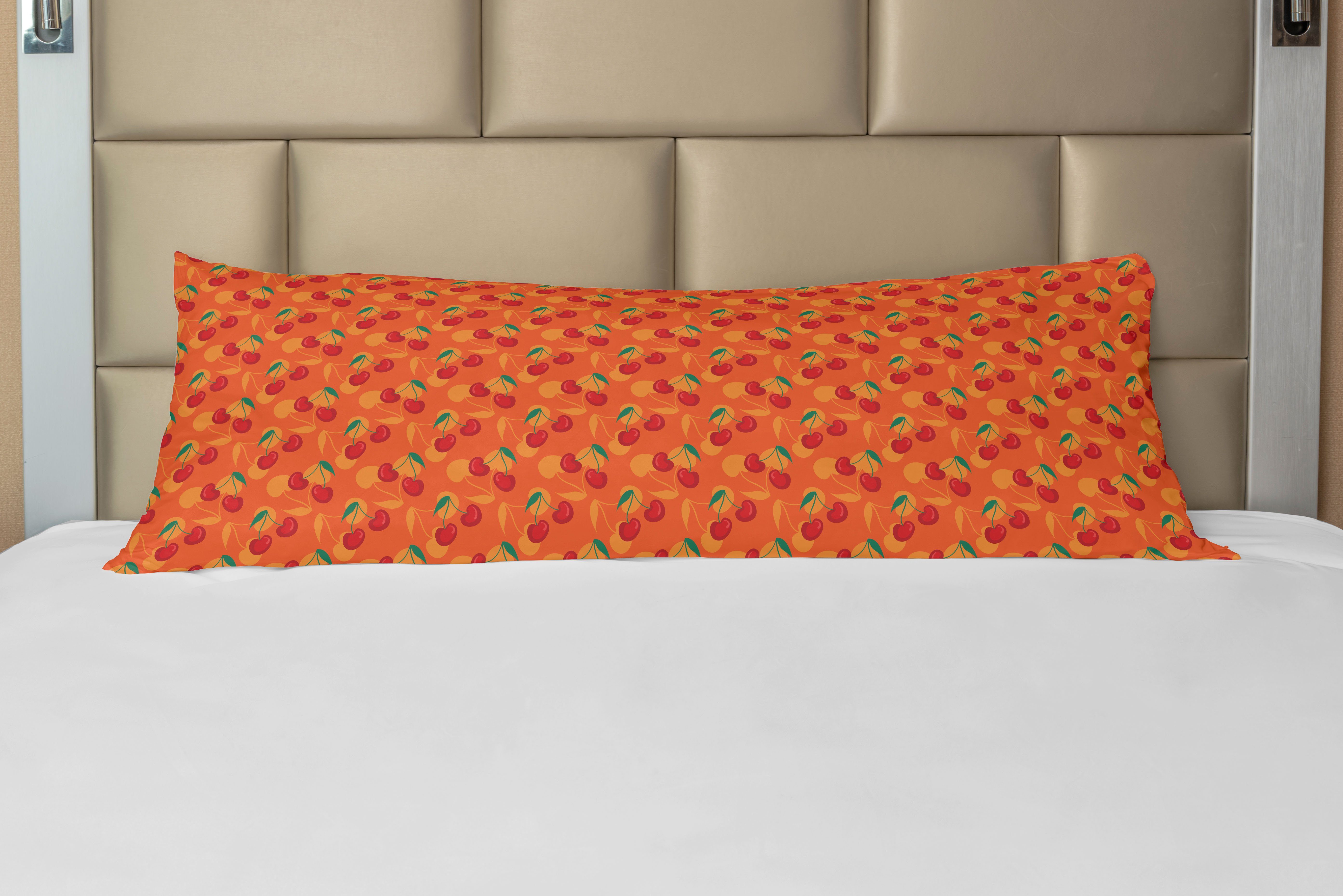 Kissenbezug, Früchte Zweige Abakuhaus, Deko-Akzent Seitenschläferkissenbezug Langer Kirsche orange Motiv