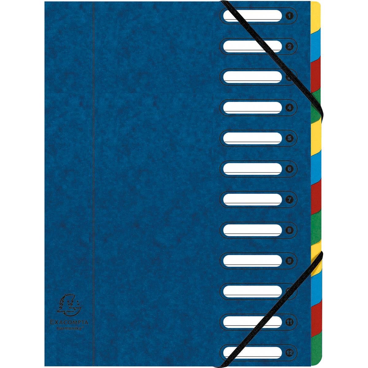 Fächermappe EXACOMPTA 55122E Ordnungsmappe DIN A4 Karton 12 Fächer blau