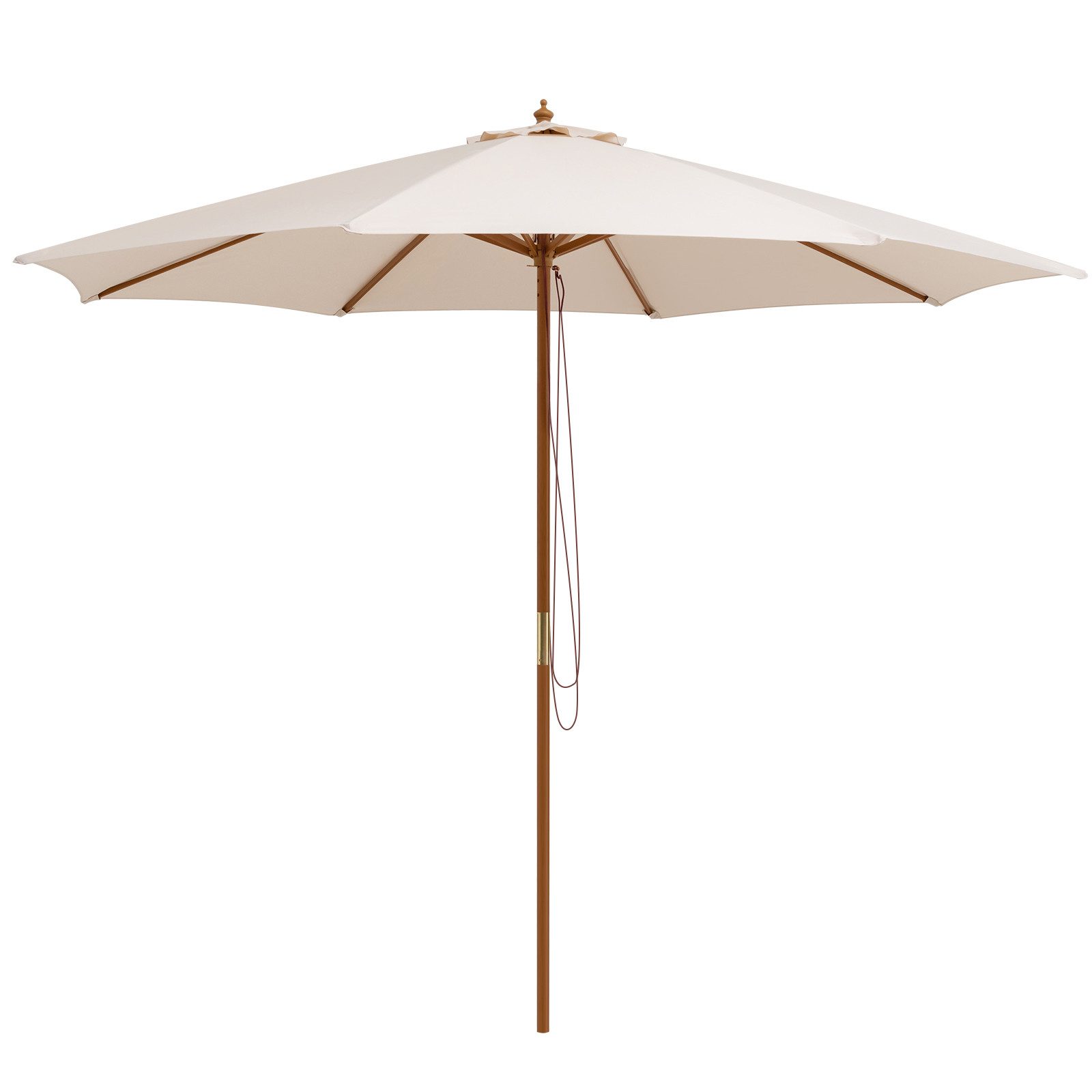 COSTWAY Sonnenschirm, 300cm aus Holz, UV-Schutz, höhenverstellbar