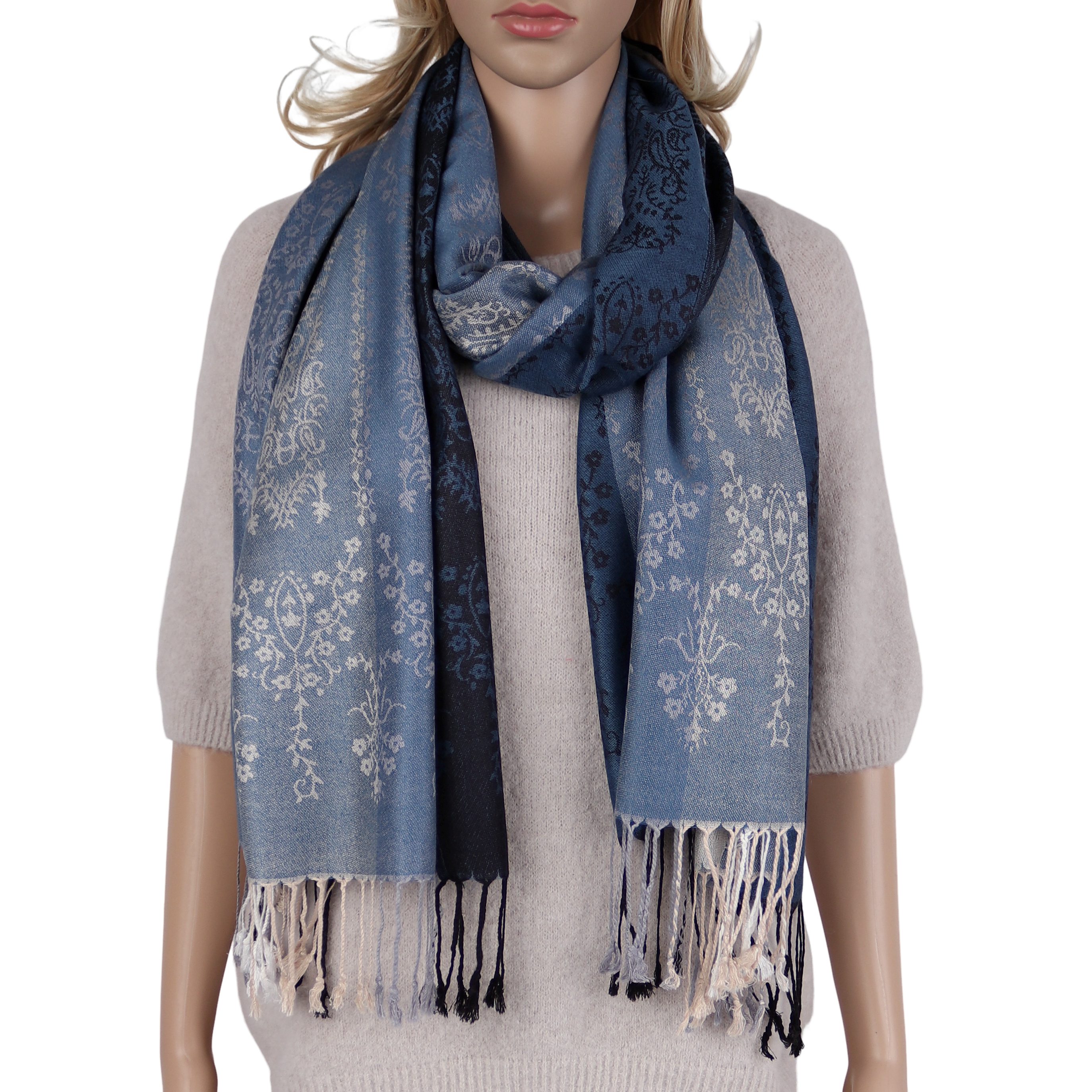 MIRROSI Modeschal weicher Schal BOHO Paisley mit Fransen, 70x180cm, (angesagtes BOHO Paisley Muster), Damen Halstuch ideal für Herbst und Winter oder Ganzesjahr