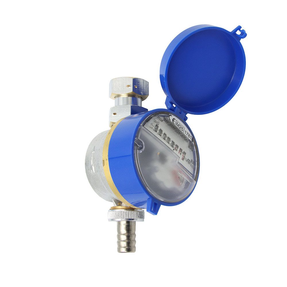 Wassergeräte Kaltwasserzähler Zapfhahnzähler mit Einstrahlzähler 3/4" 80 mm ECO TWO in ONE