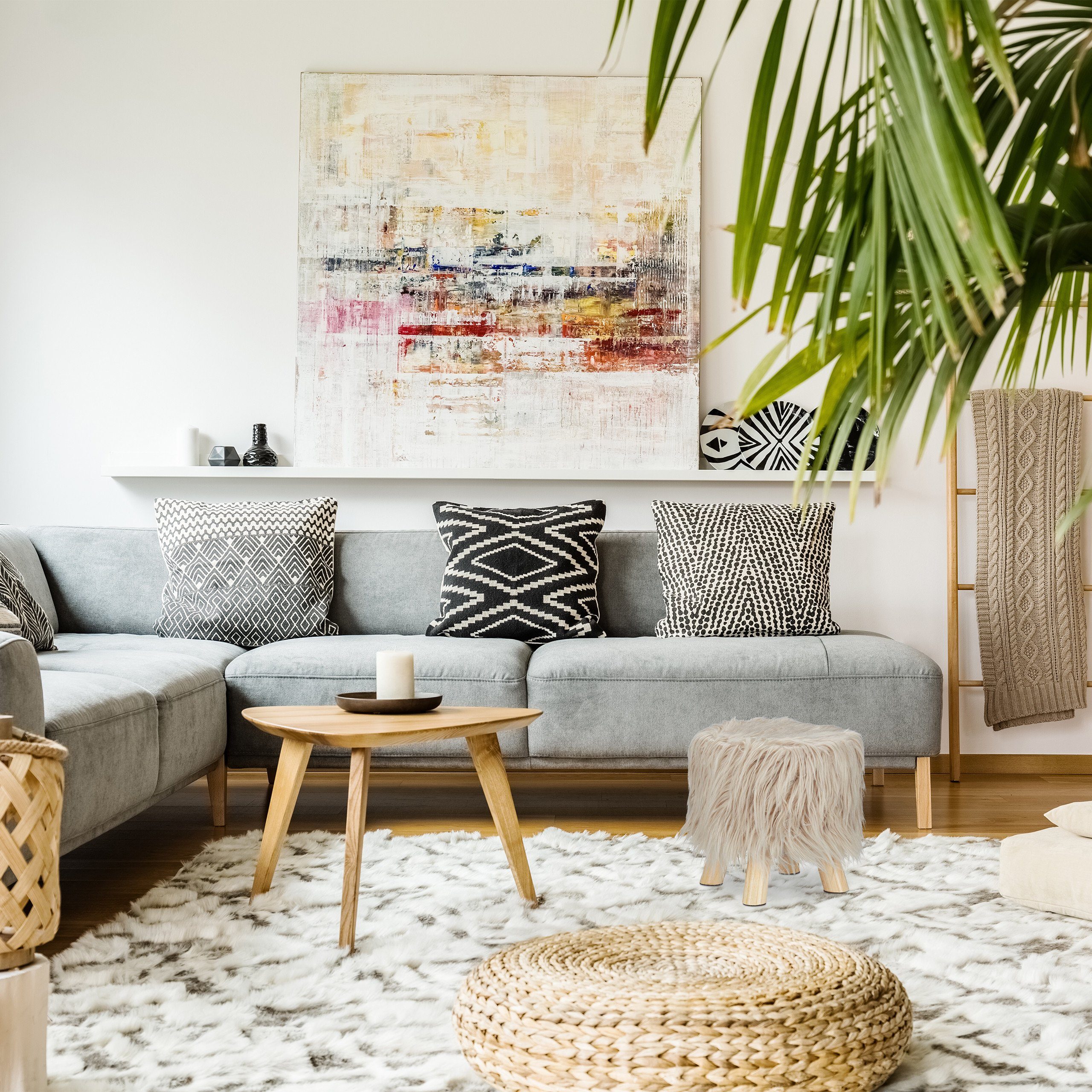 relaxdays Hocker Fell Hocker, Braun günstig online kaufen