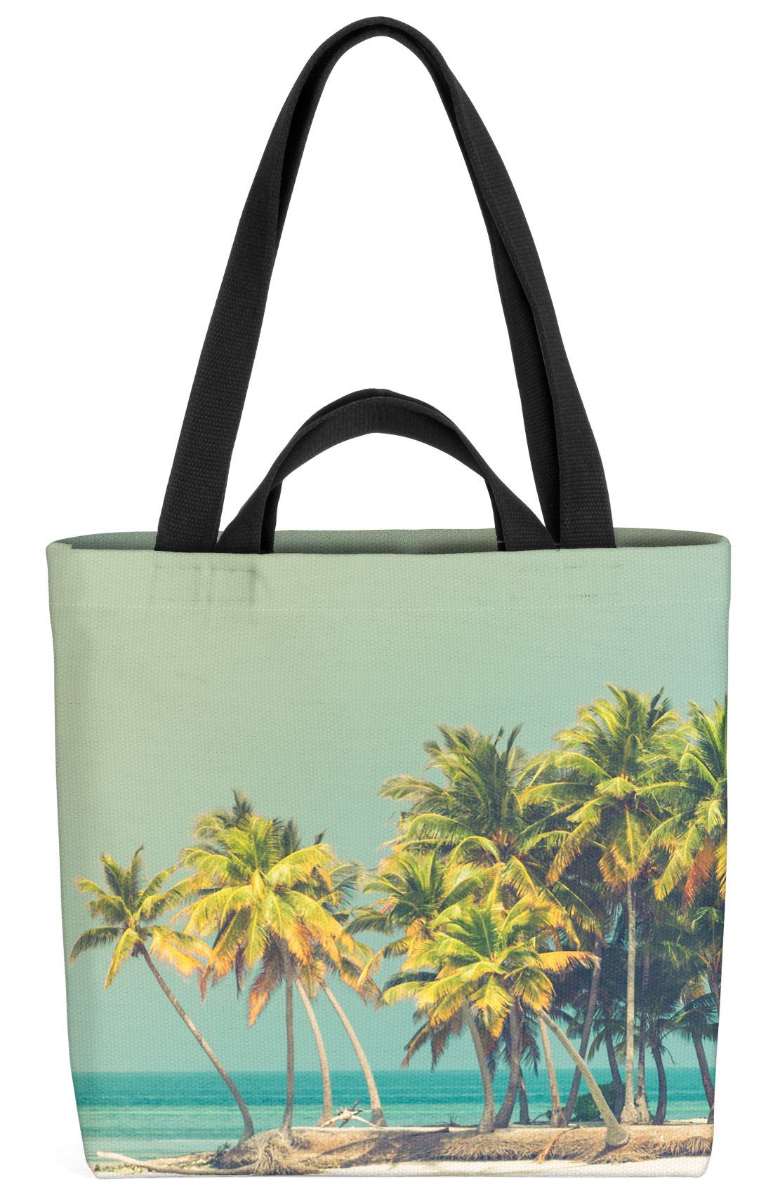 VOID Henkeltasche (1-tlg), Palmen Insel Urlaub Meer postkarte paradise surfen welle kokos urwald