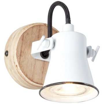 Lightbox Wandleuchte, ohne Leuchtmittel, Wandlampe in Emaille-Optik, schwenkbarer Kopf, 13 cm Höhe, Metall/Holz