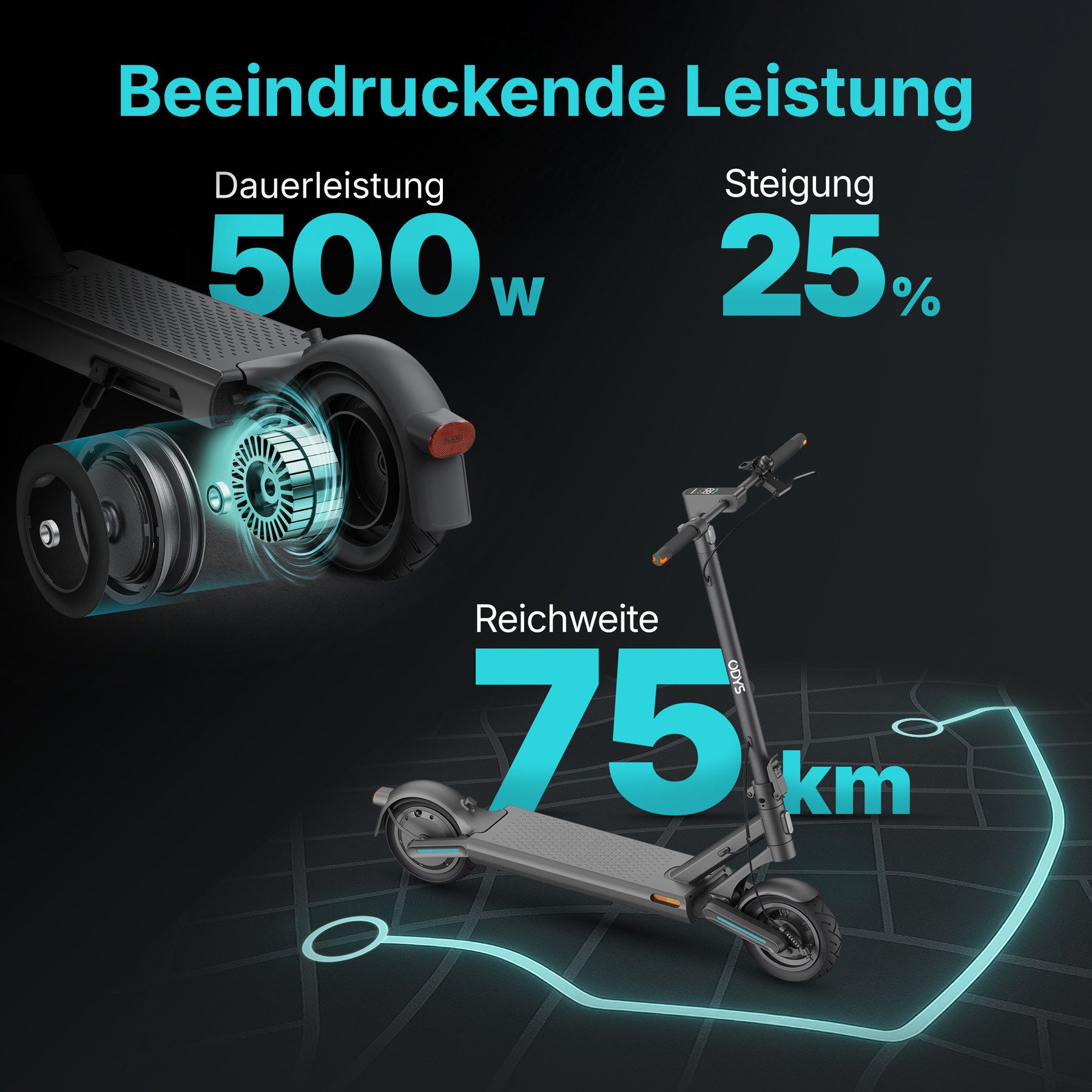 Odys E-Scooter ULTRON i75 E-Scooter, 20 km/h