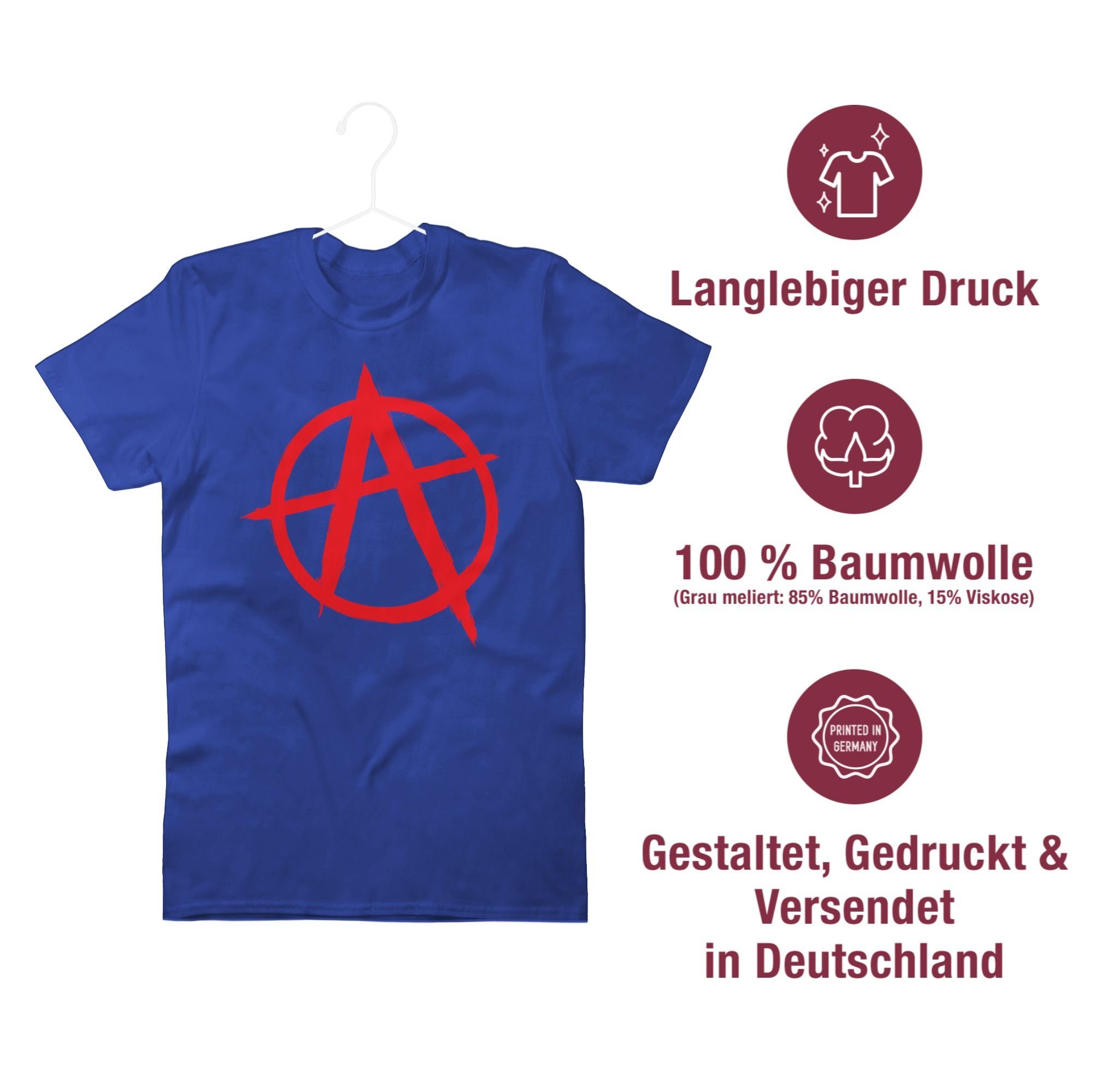 rot 3 Shirtracer Royalblau T-Shirt Anarchie Zubehör Festival A