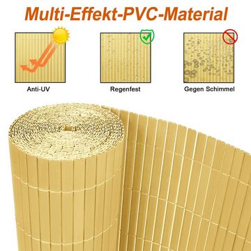 AUFUN Balkonsichtschutz Sichtschutzmatte PVC Bambus für Garten