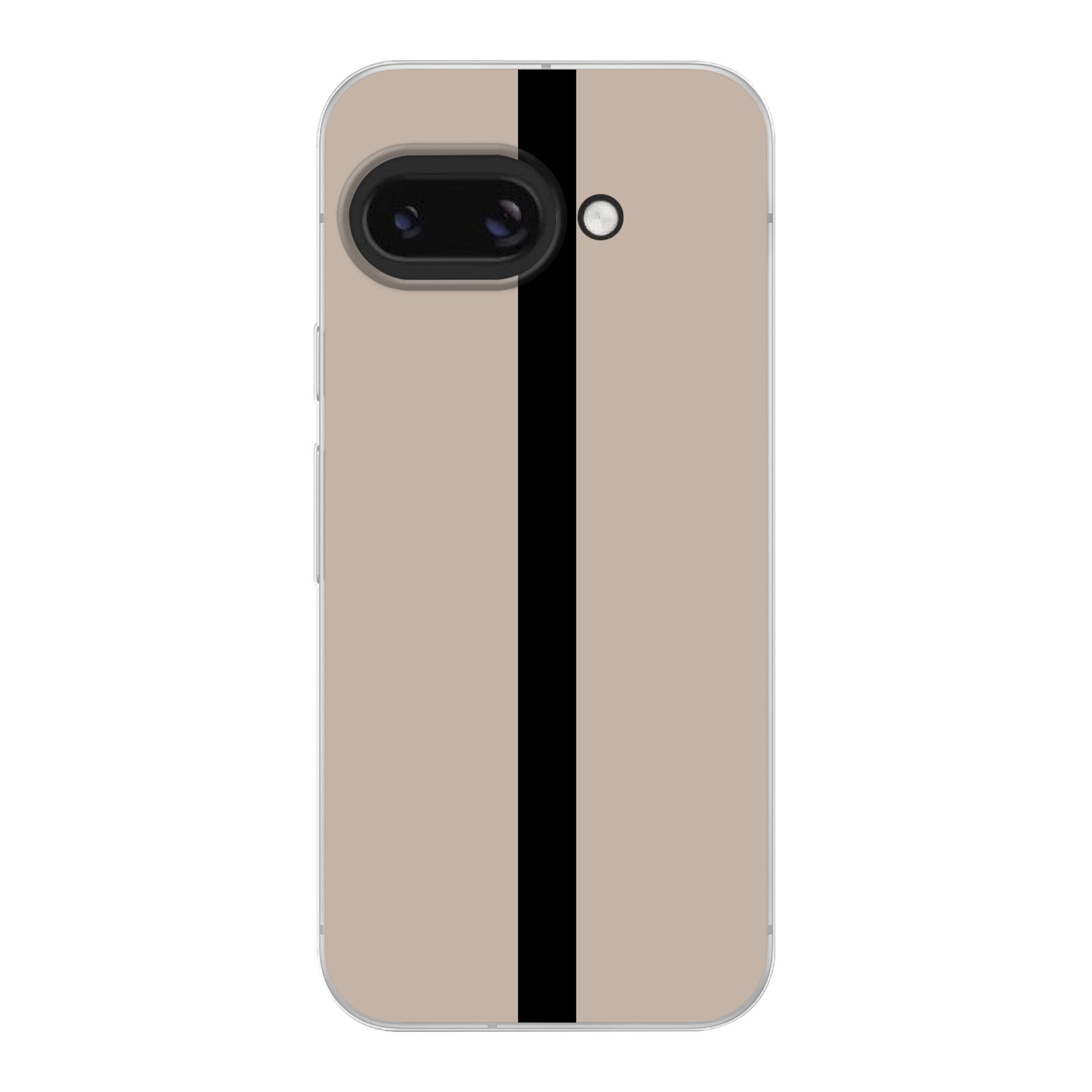 MuchoWow Handyhülle für Google Pixel 9A Beige - Schwarz - Gestreift - Minimalistisch, Phone Case, Silikon, Schutzhülle Dünn