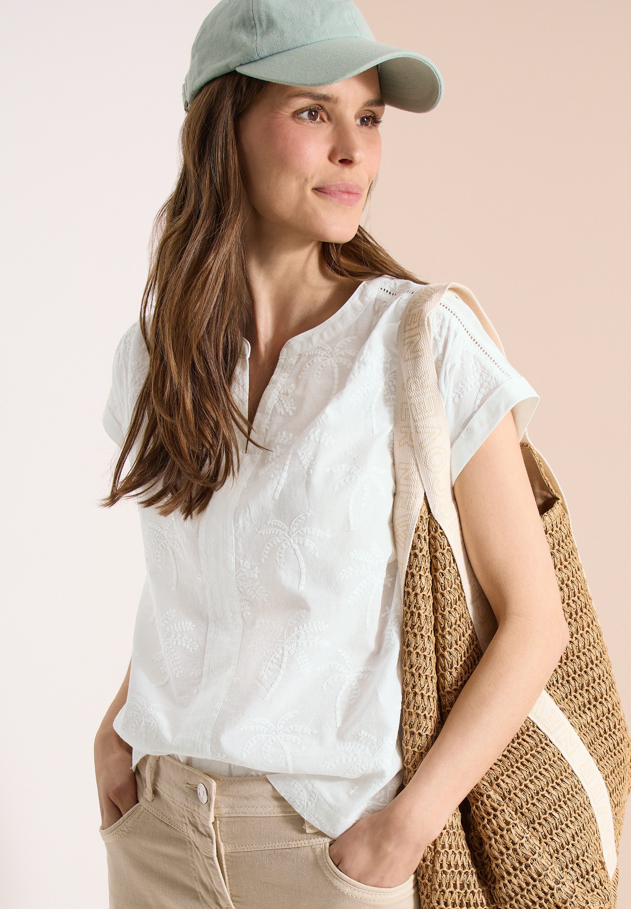 CECIL Kurzarmbluse Sommerbluse mit Embroidery
