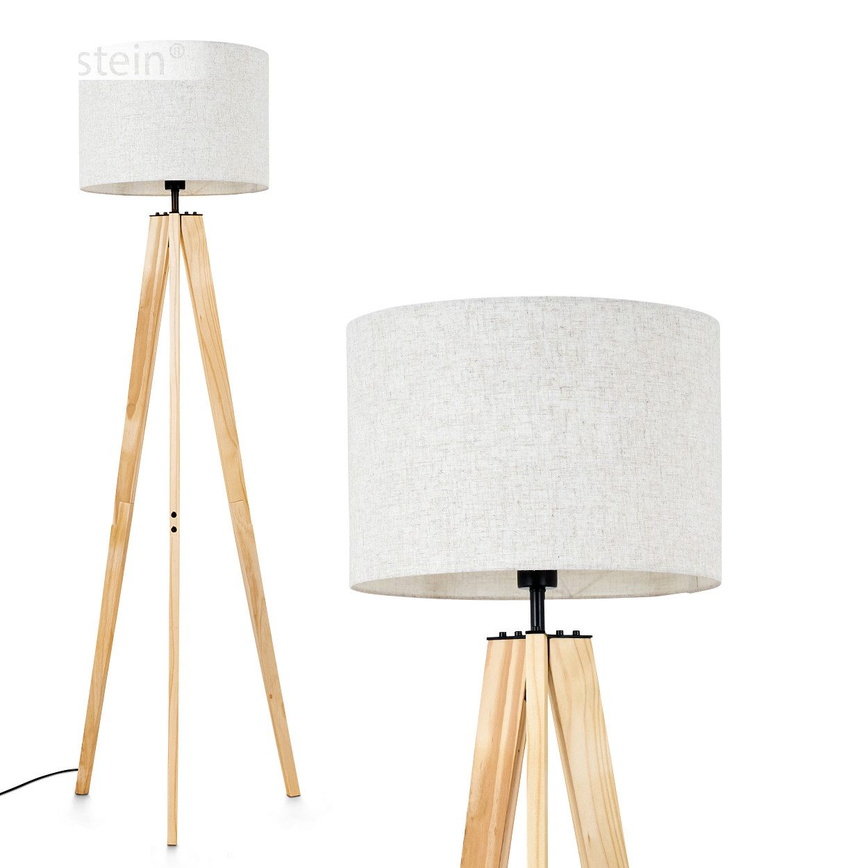 Stehlampe Stehlampe aus Holz/Stoff in Naturfarben/Beige