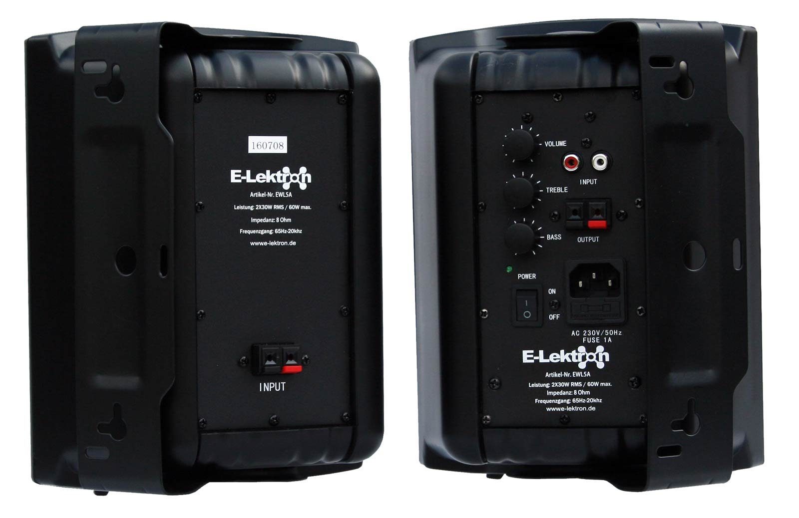 Aktives (60 Lautsprecherpaar) EWL5-A Lautsprecher E-Lektron schwarz W, Stereo