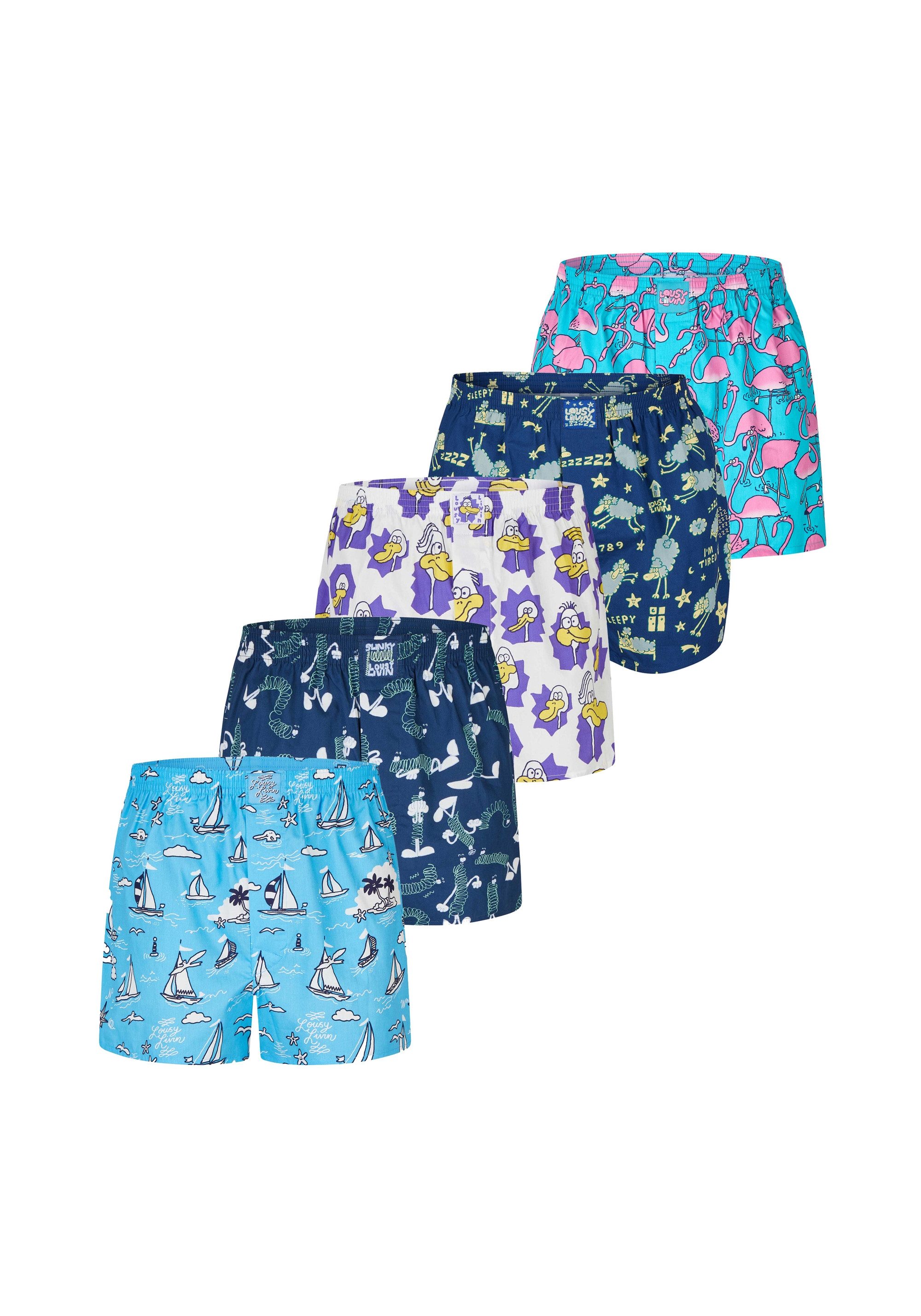 Lousy Livin Boxershorts Into the Blue mit lässigen Allover-Prints
